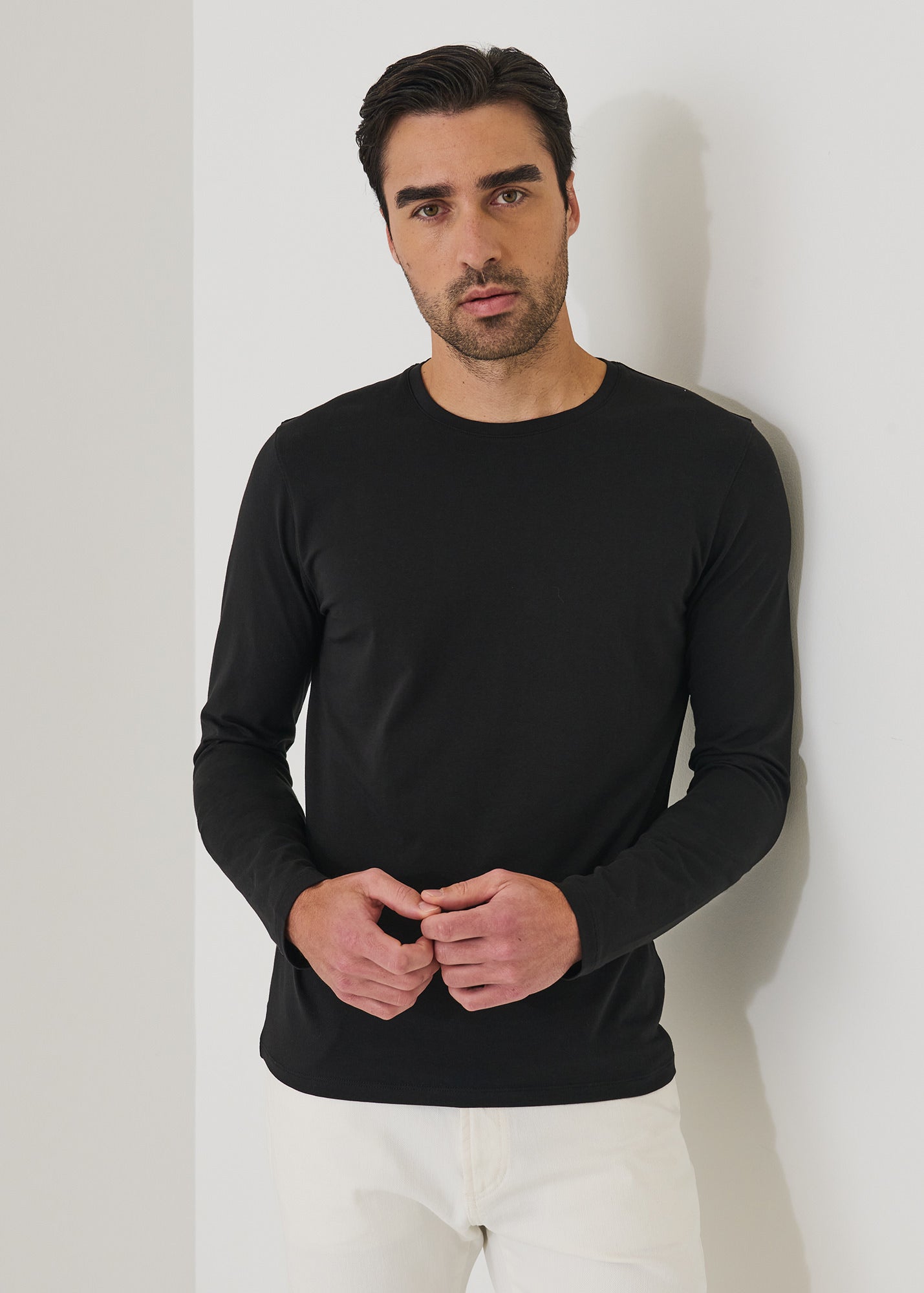 Pima Cotton Stretch Long Sleeve T-Shirt