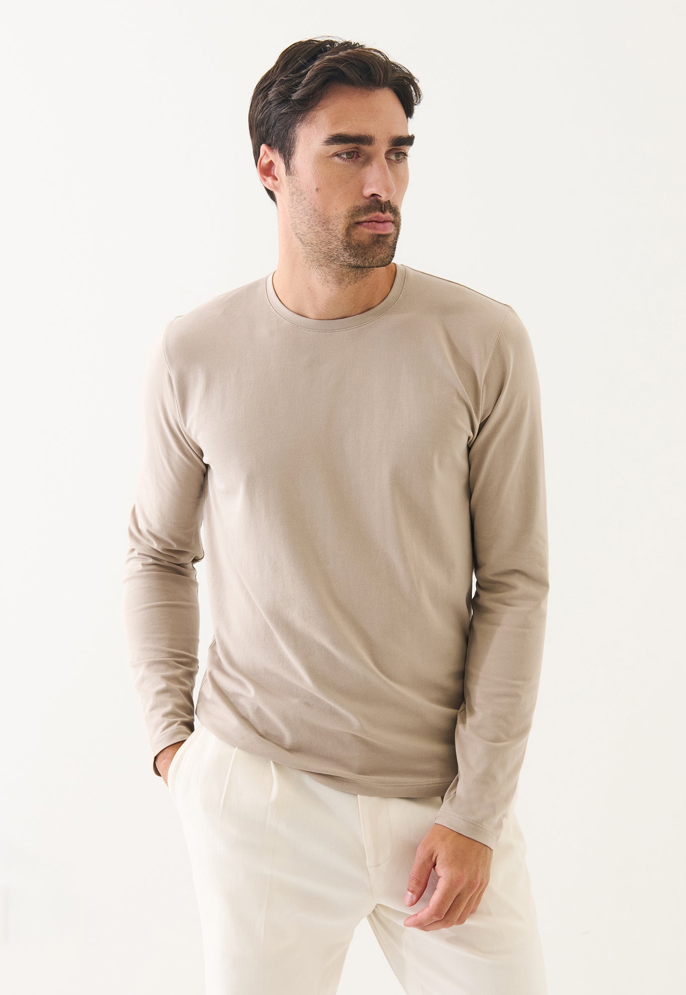Pima Cotton Stretch Long Sleeve T-Shirt