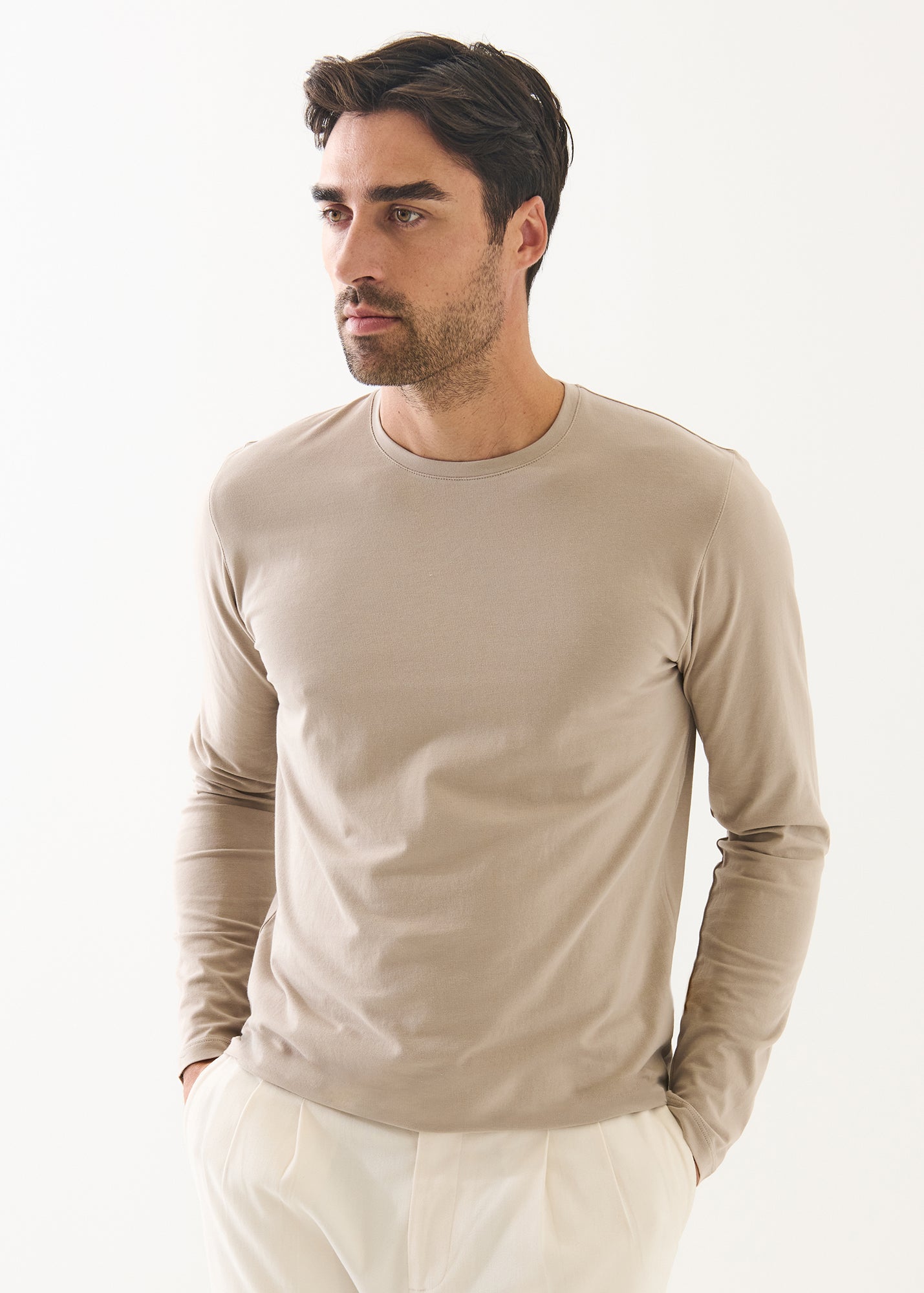 Pima Cotton Stretch Long Sleeve T-Shirt