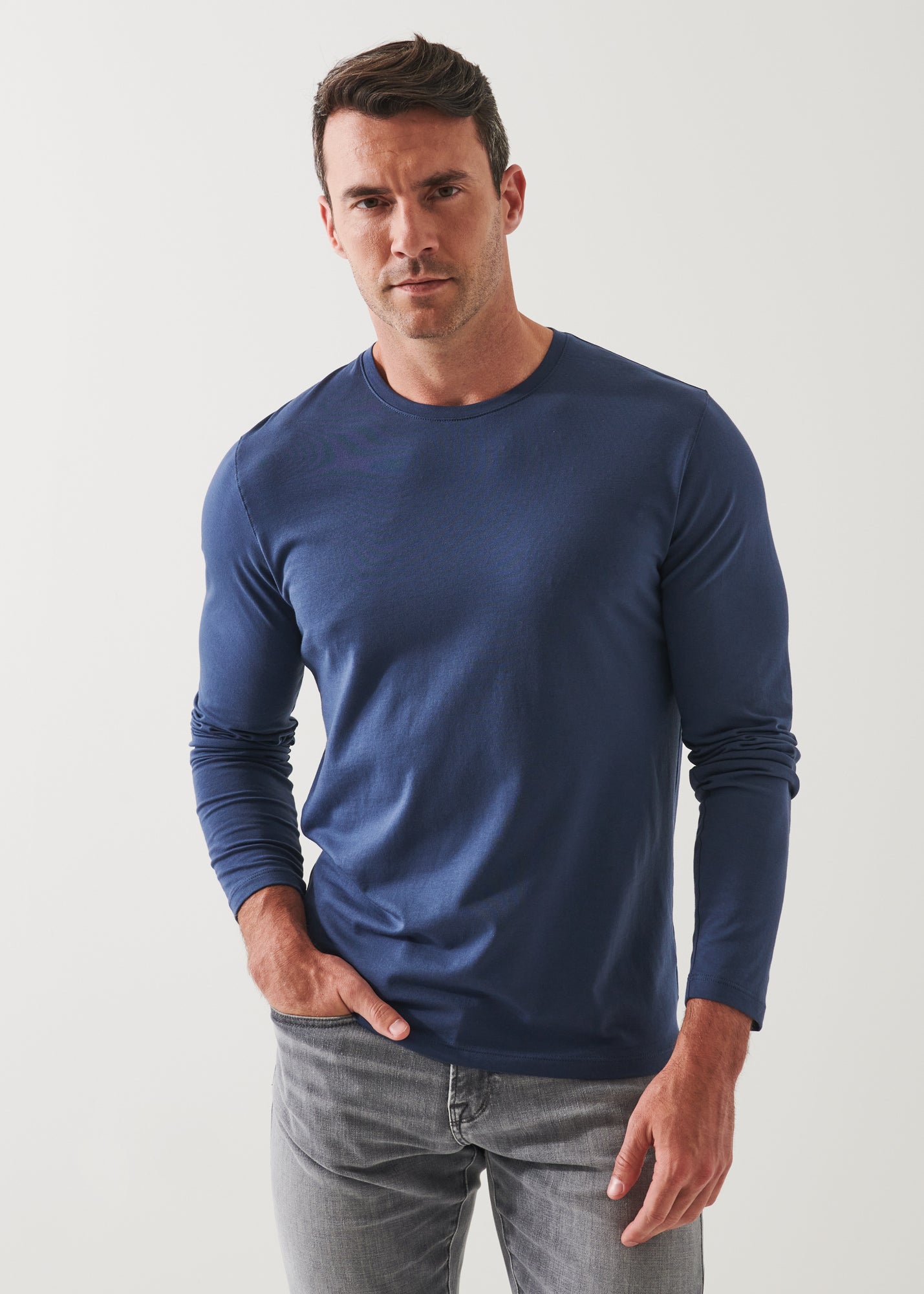 PIMA COTTON STRETCH LONG SLEEVE T-SHIRT | PATRICK ASSARAF.