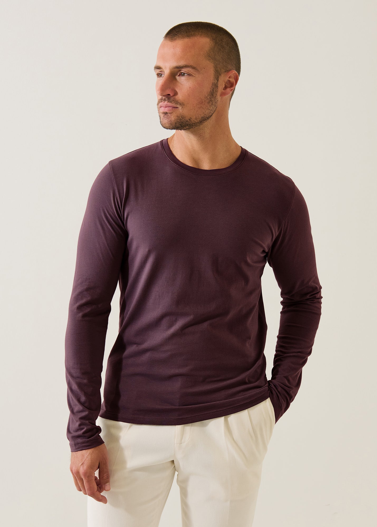 Pima Cotton Stretch Long Sleeve T-Shirt