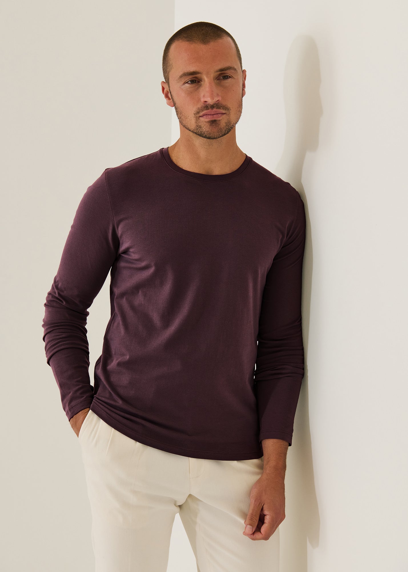 Pima Cotton Stretch Long Sleeve T-Shirt