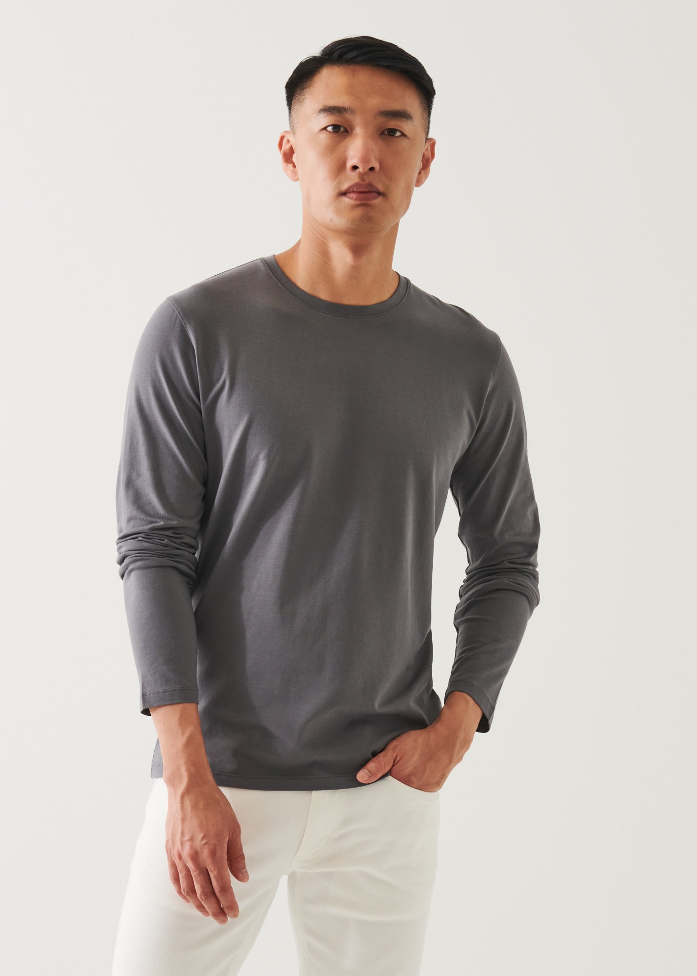 PIMA COTTON STRETCH LONG SLEEVE T-SHIRT | PATRICK ASSARAF.