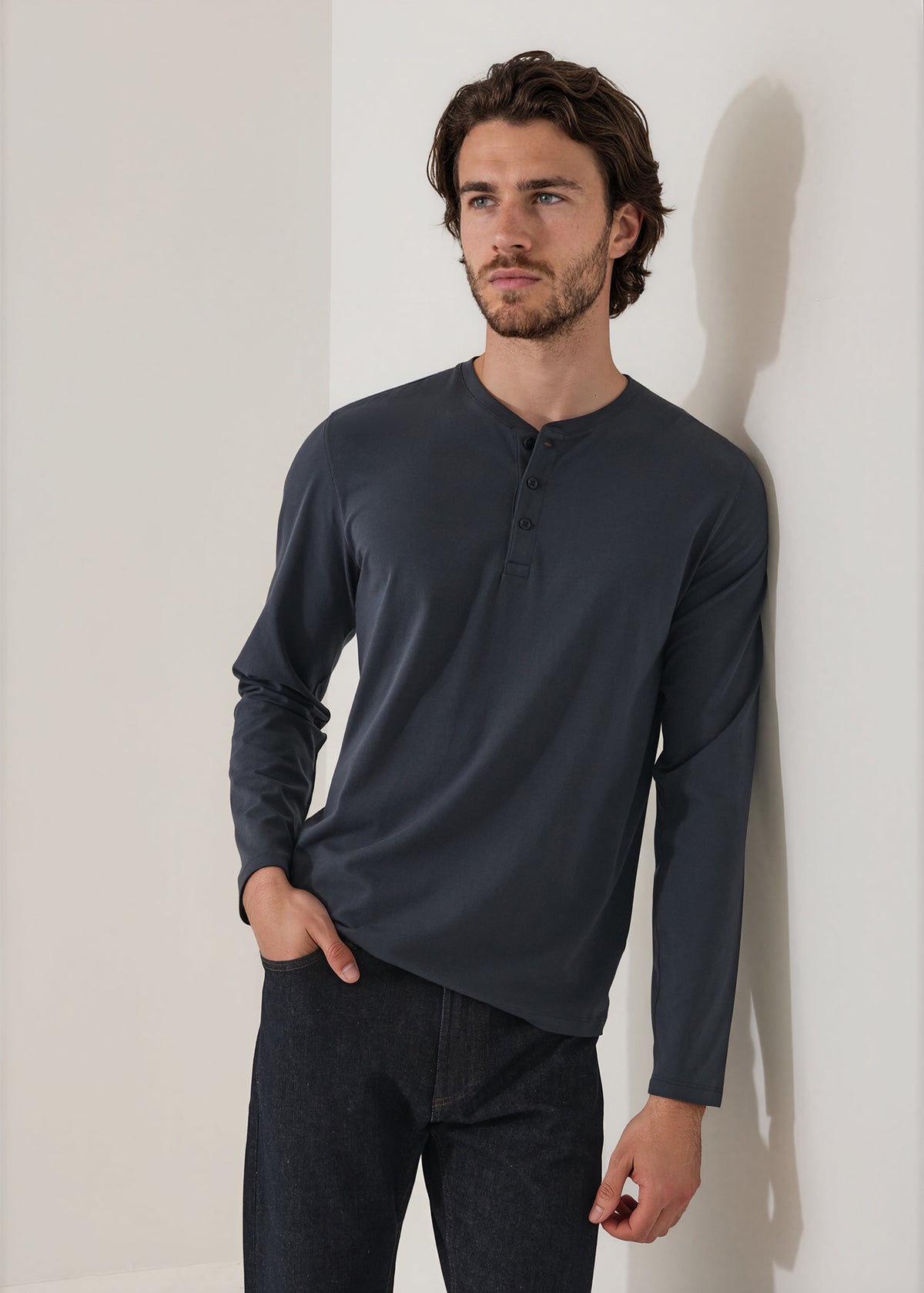 Pima Cotton Stretch Henley - PATRICK ASSARAF