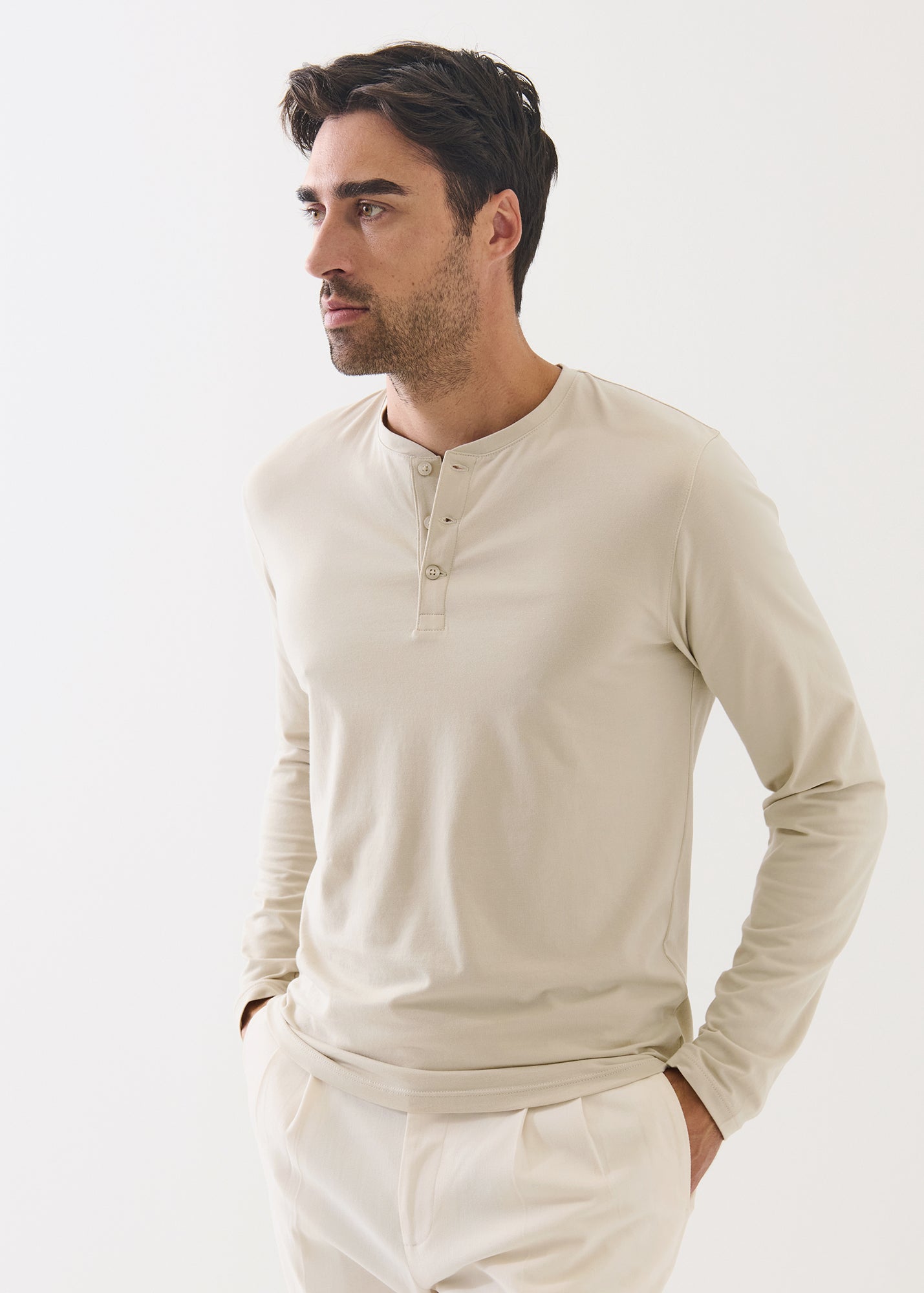 Pima Cotton Stretch Henley - PATRICK ASSARAF