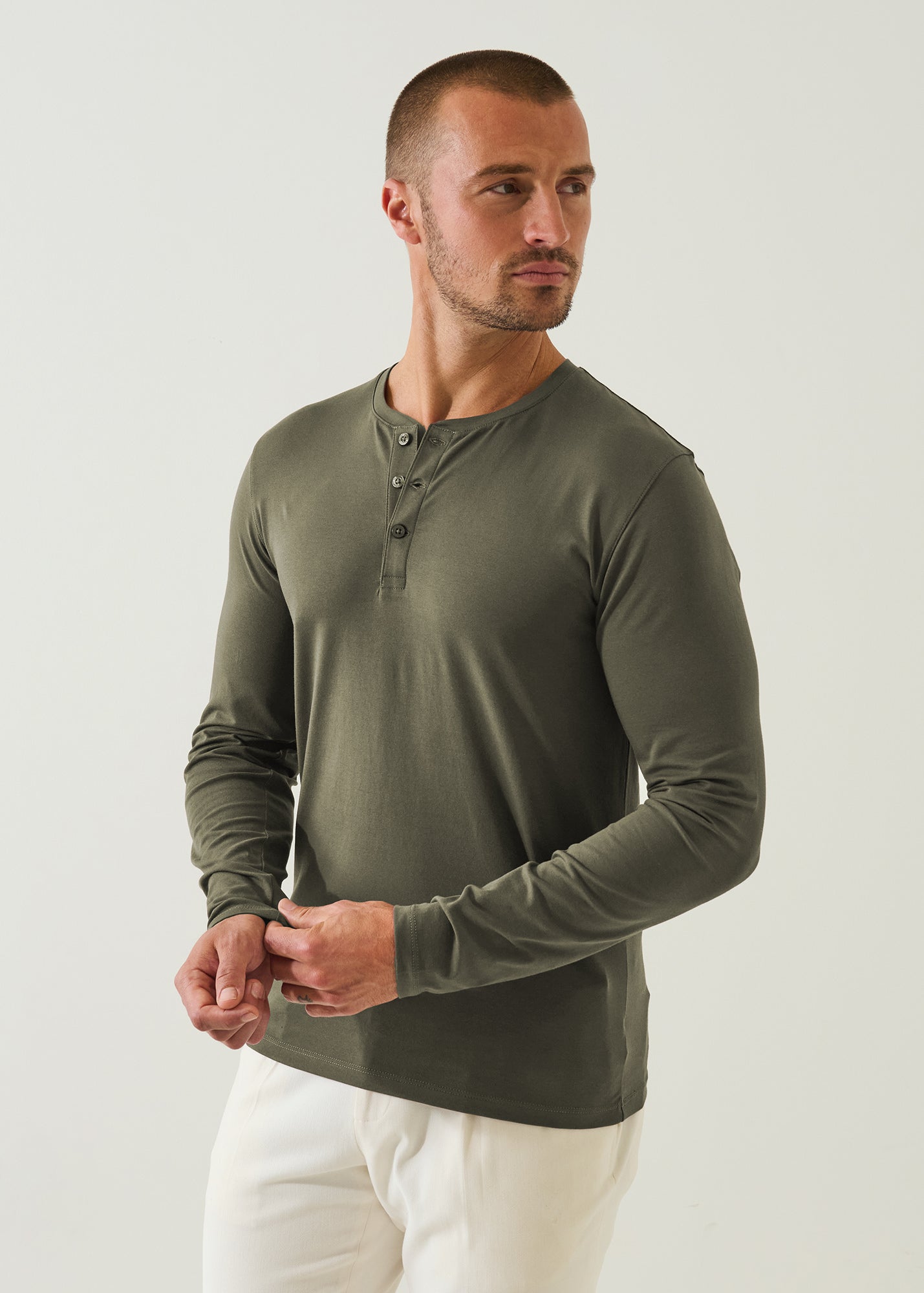 Pima Cotton Stretch Henley - PATRICK ASSARAF