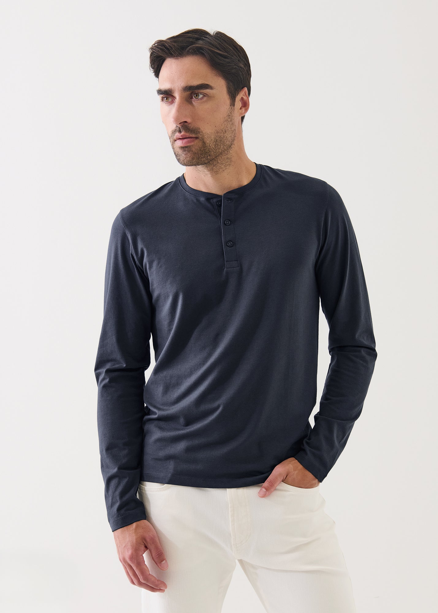 Pima Cotton Stretch Henley - PATRICK ASSARAF