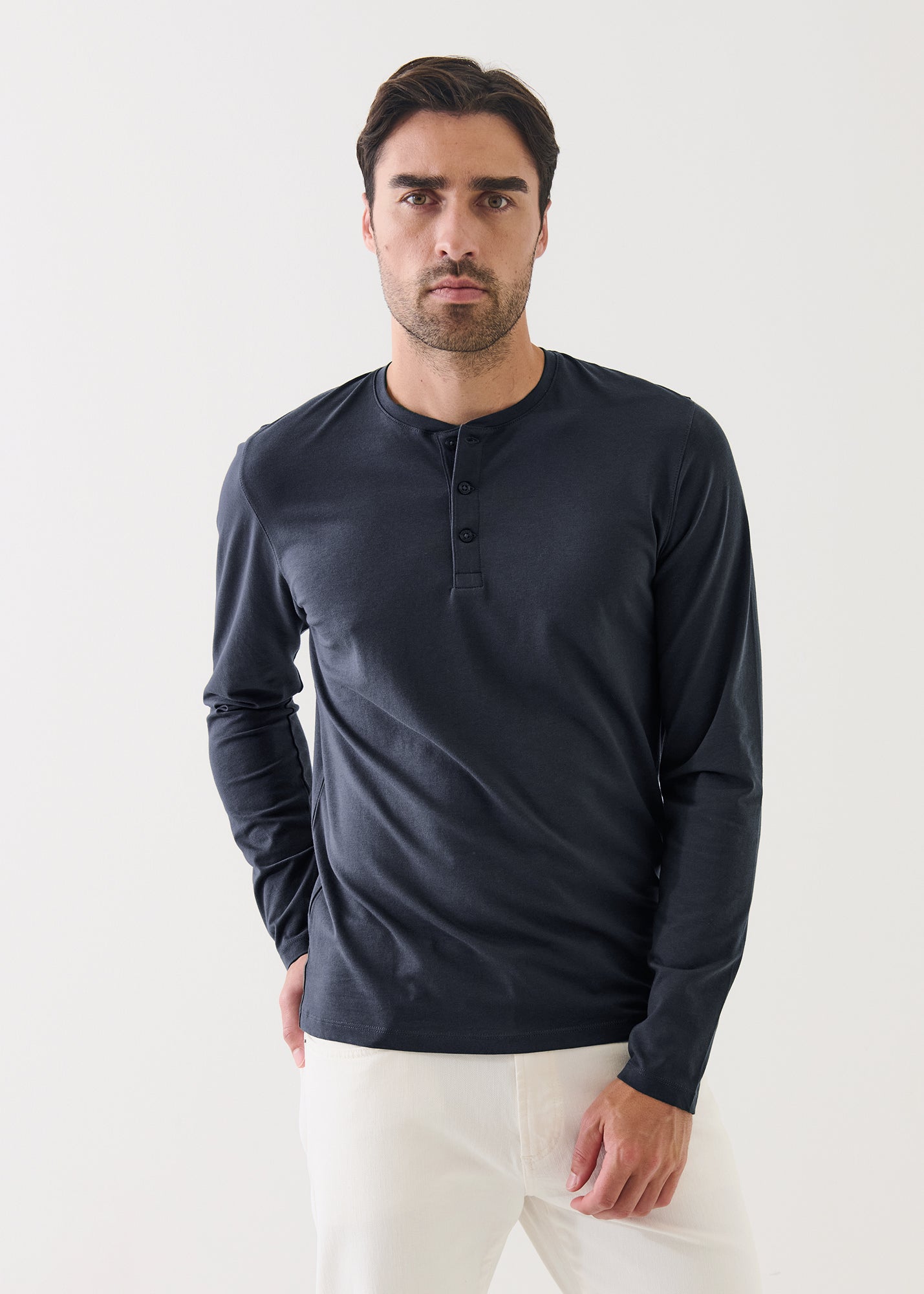 Pima Cotton Stretch Henley - PATRICK ASSARAF
