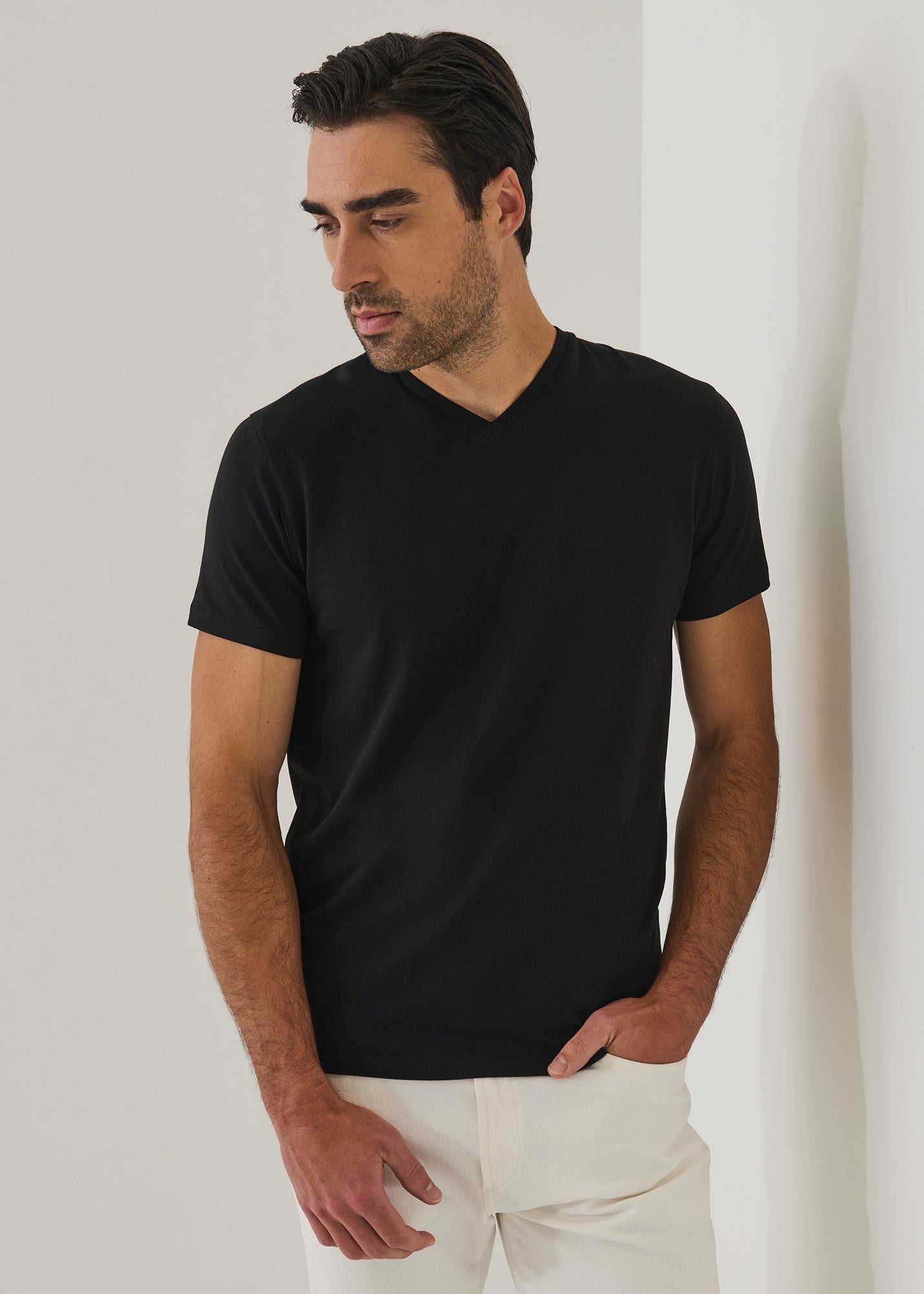 Pima Cotton Stretch V-Neck T-Shirt