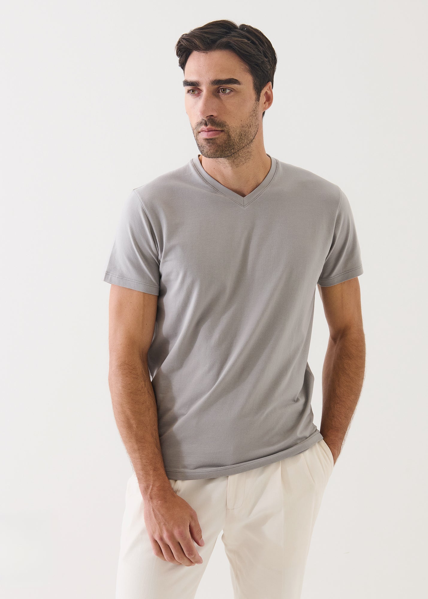 Pima Cotton Stretch V-Neck T-Shirt