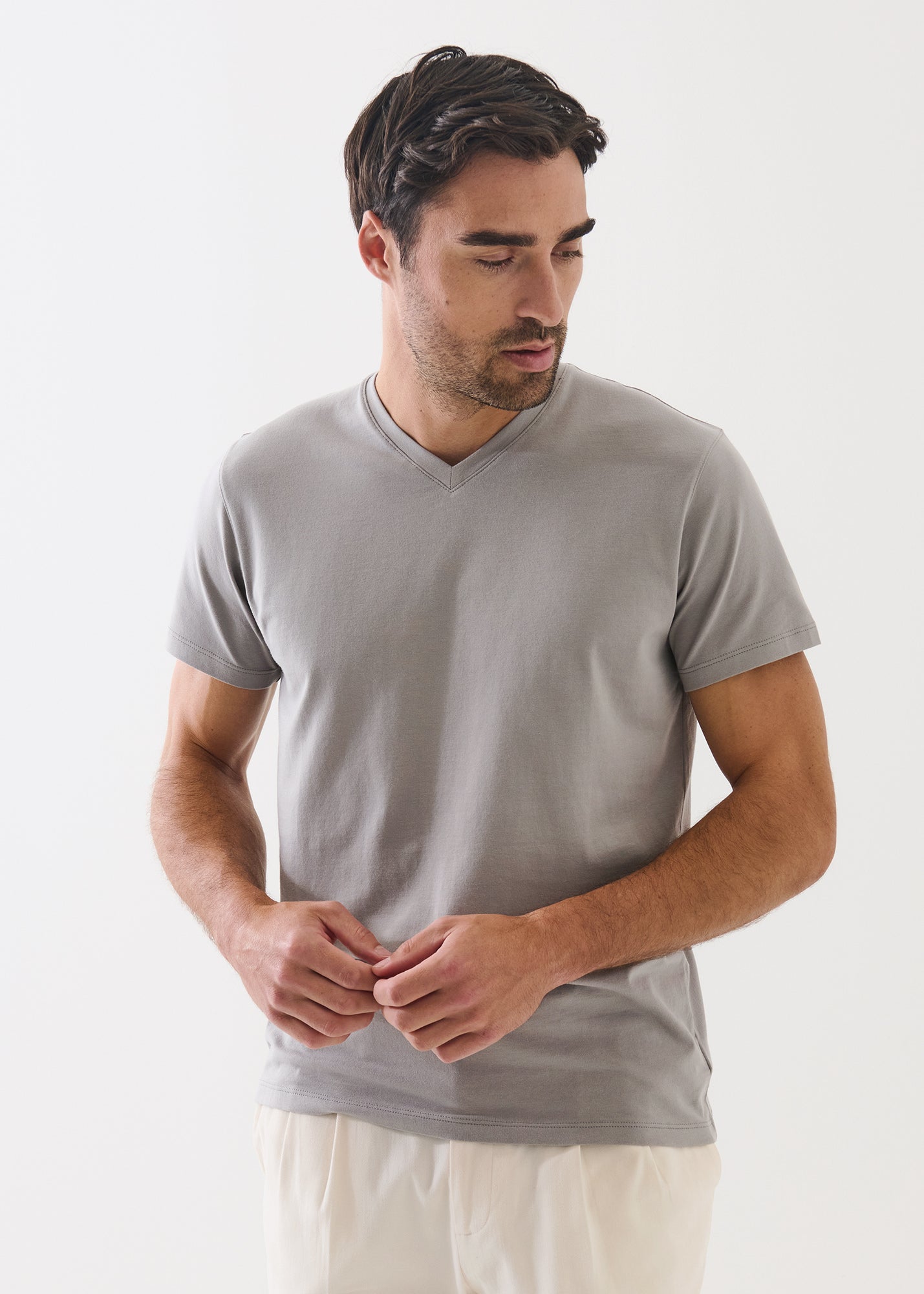 Pima Cotton Stretch V-Neck T-Shirt