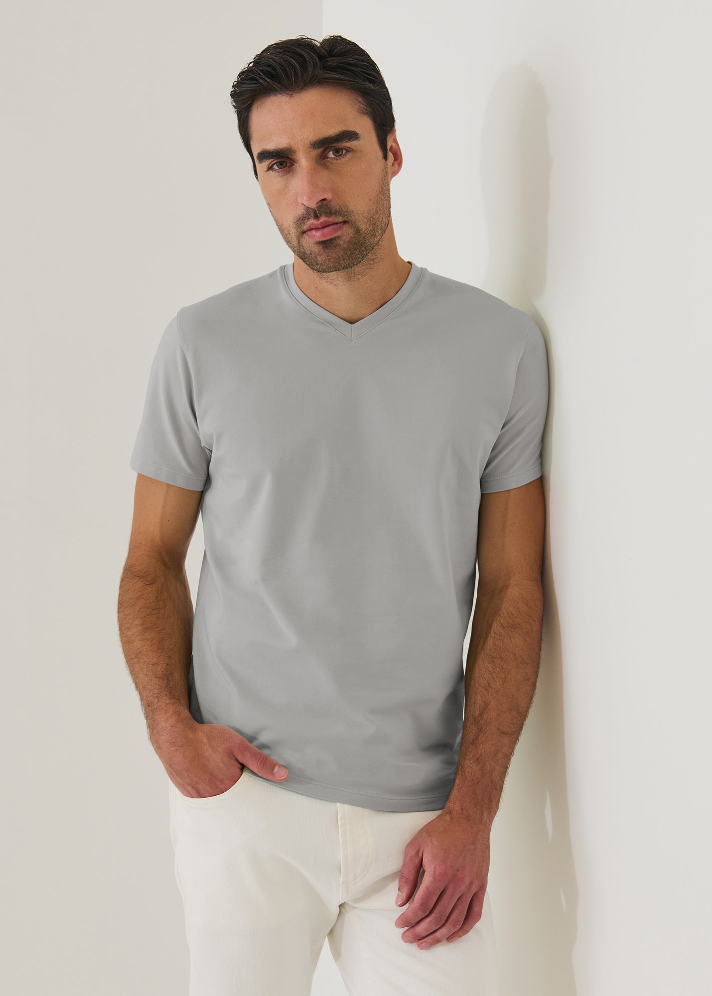 Pima Cotton Stretch V-Neck T-Shirt