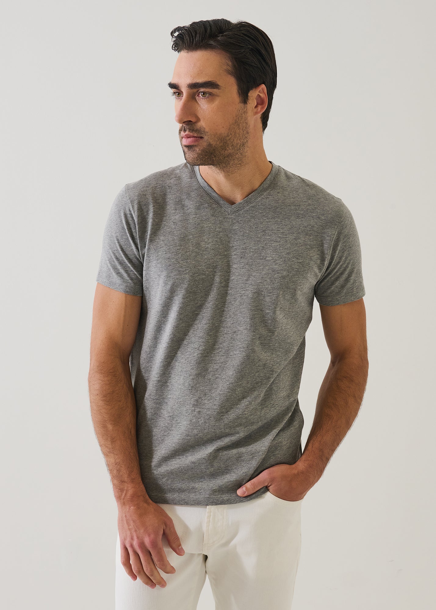 Pima Cotton Stretch V-Neck T-Shirt