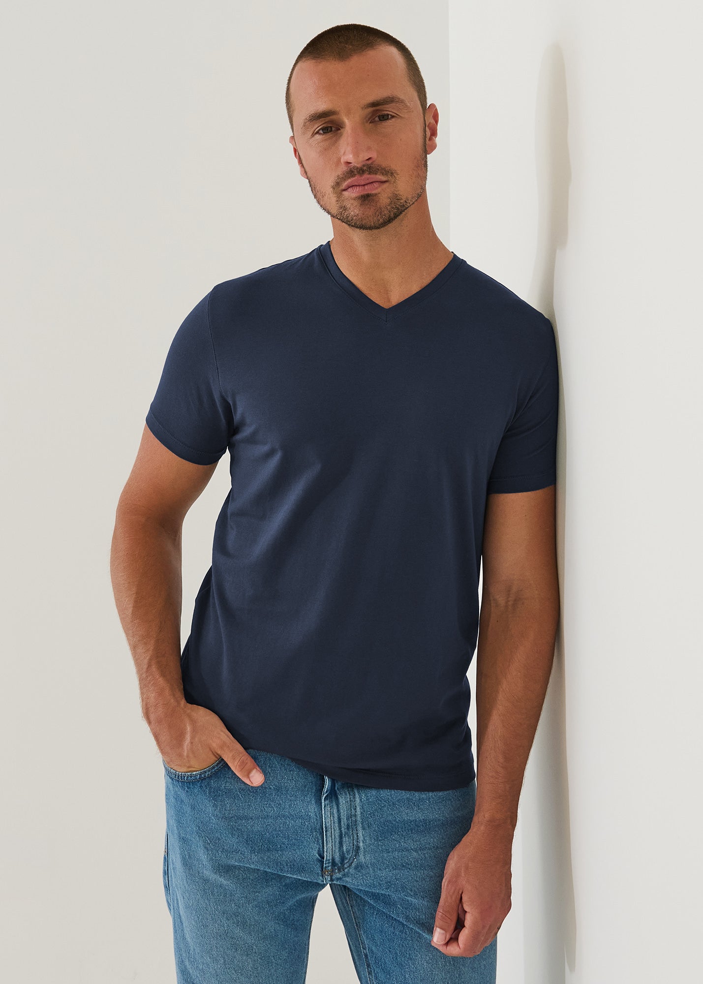 Pima Cotton Stretch V-Neck T-Shirt - PATRICK ASSARAF