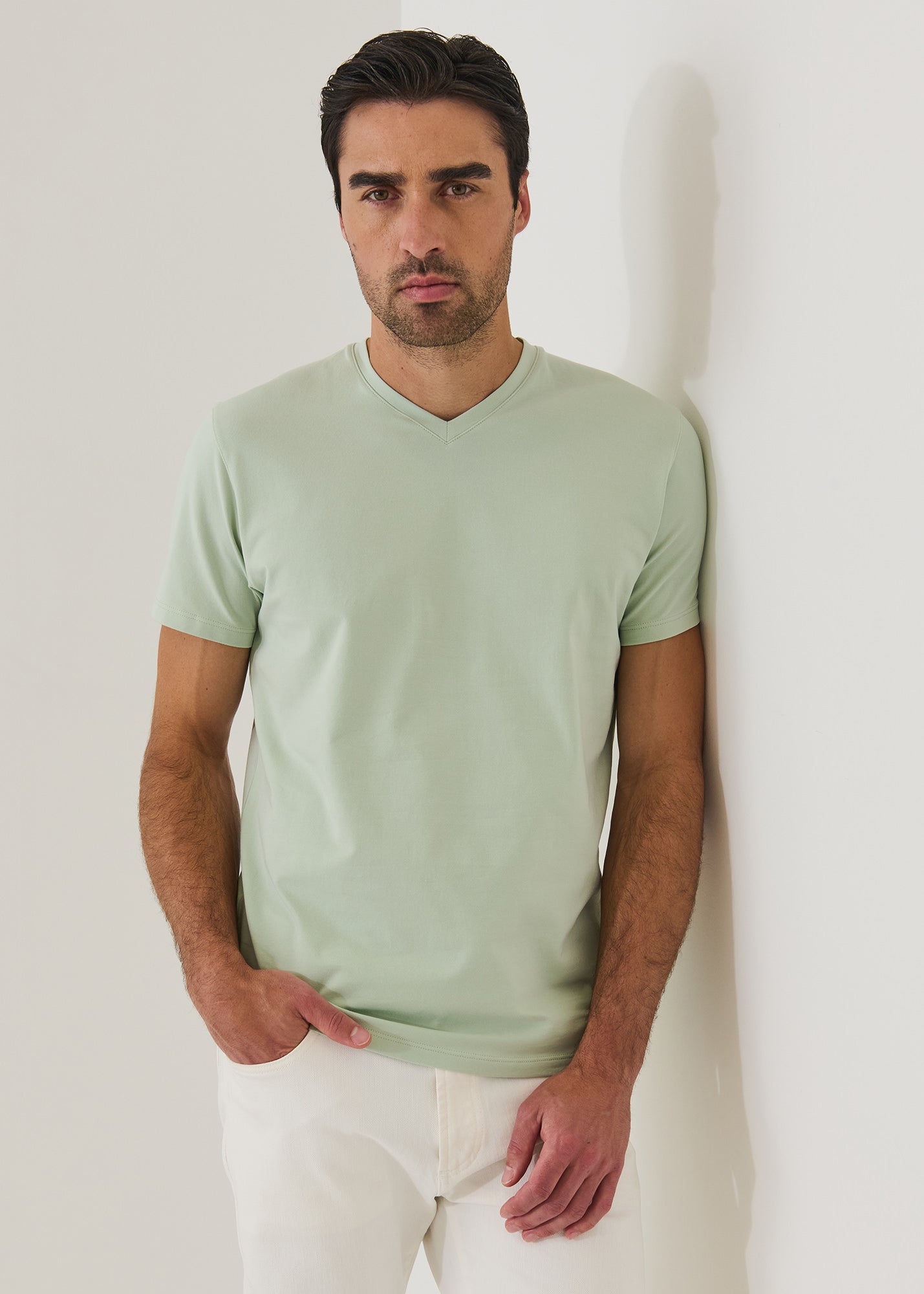Pima Cotton Stretch V-Neck T-Shirt