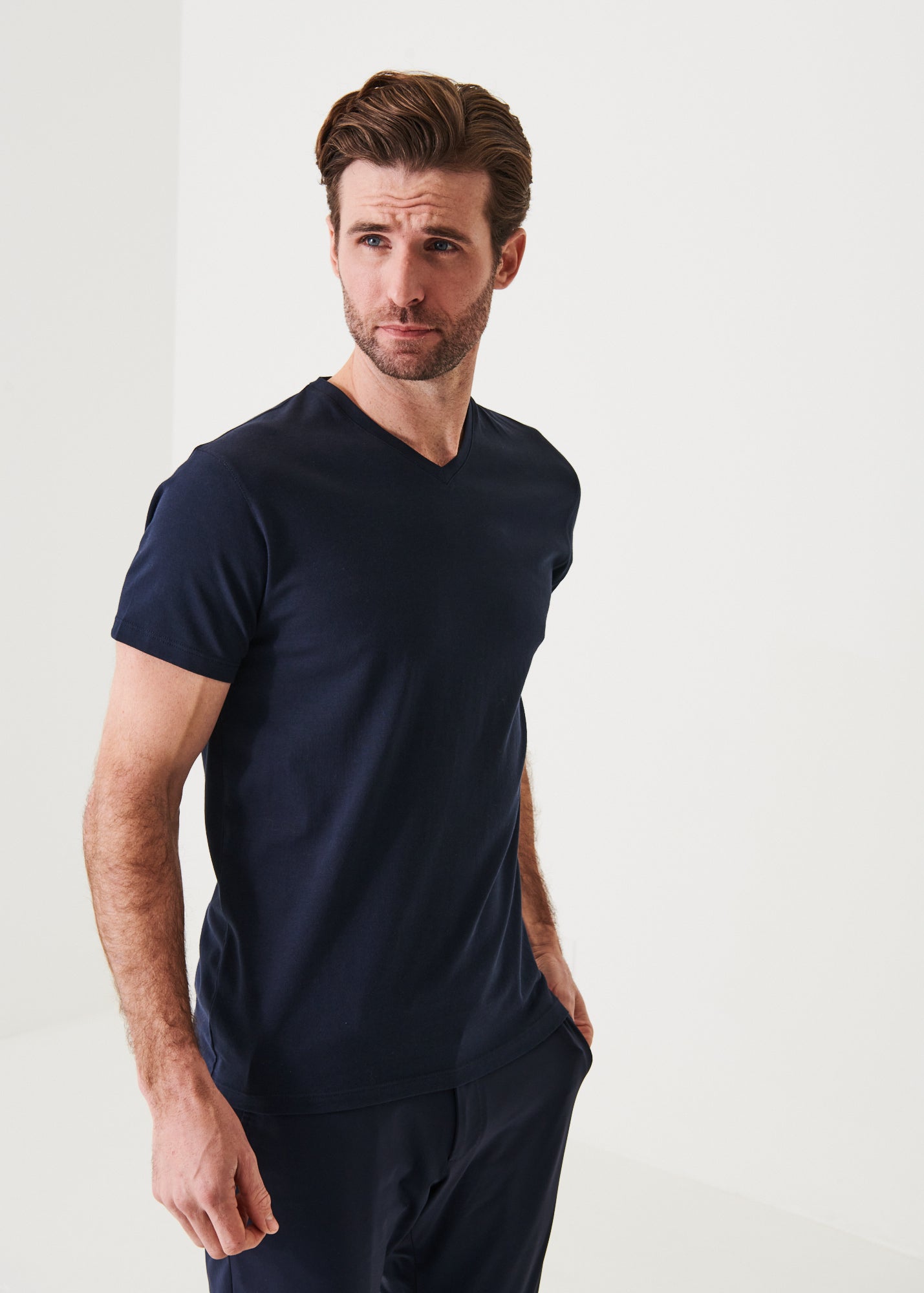 Pima Cotton Stretch V-Neck T-Shirt