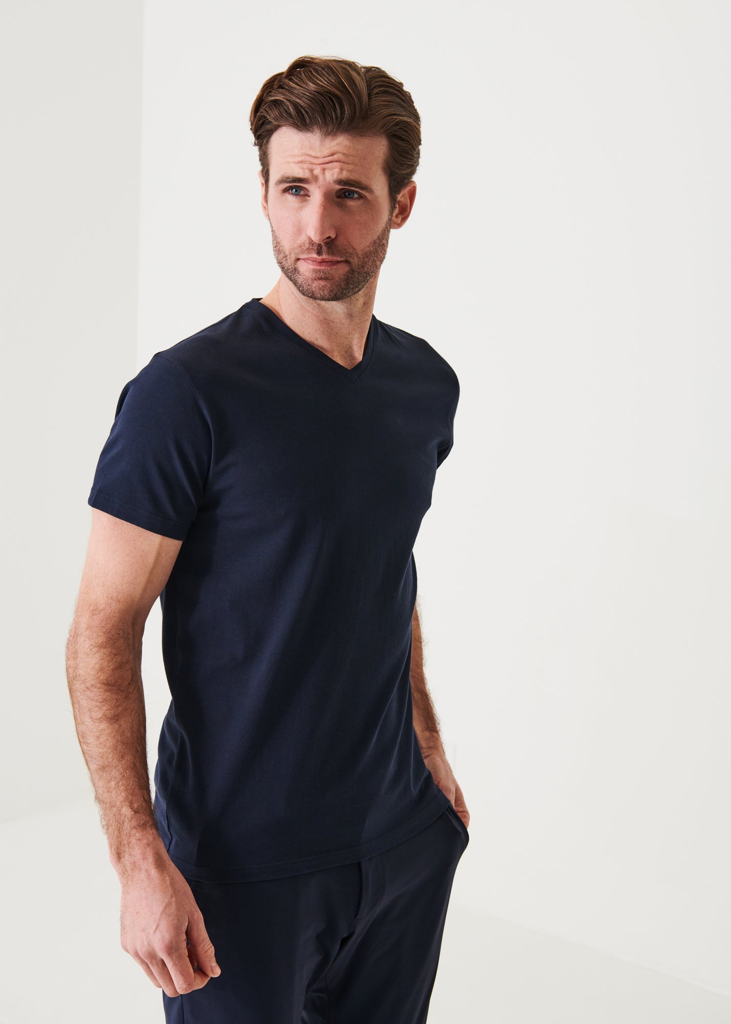 Pima Cotton Stretch V-Neck T-Shirt