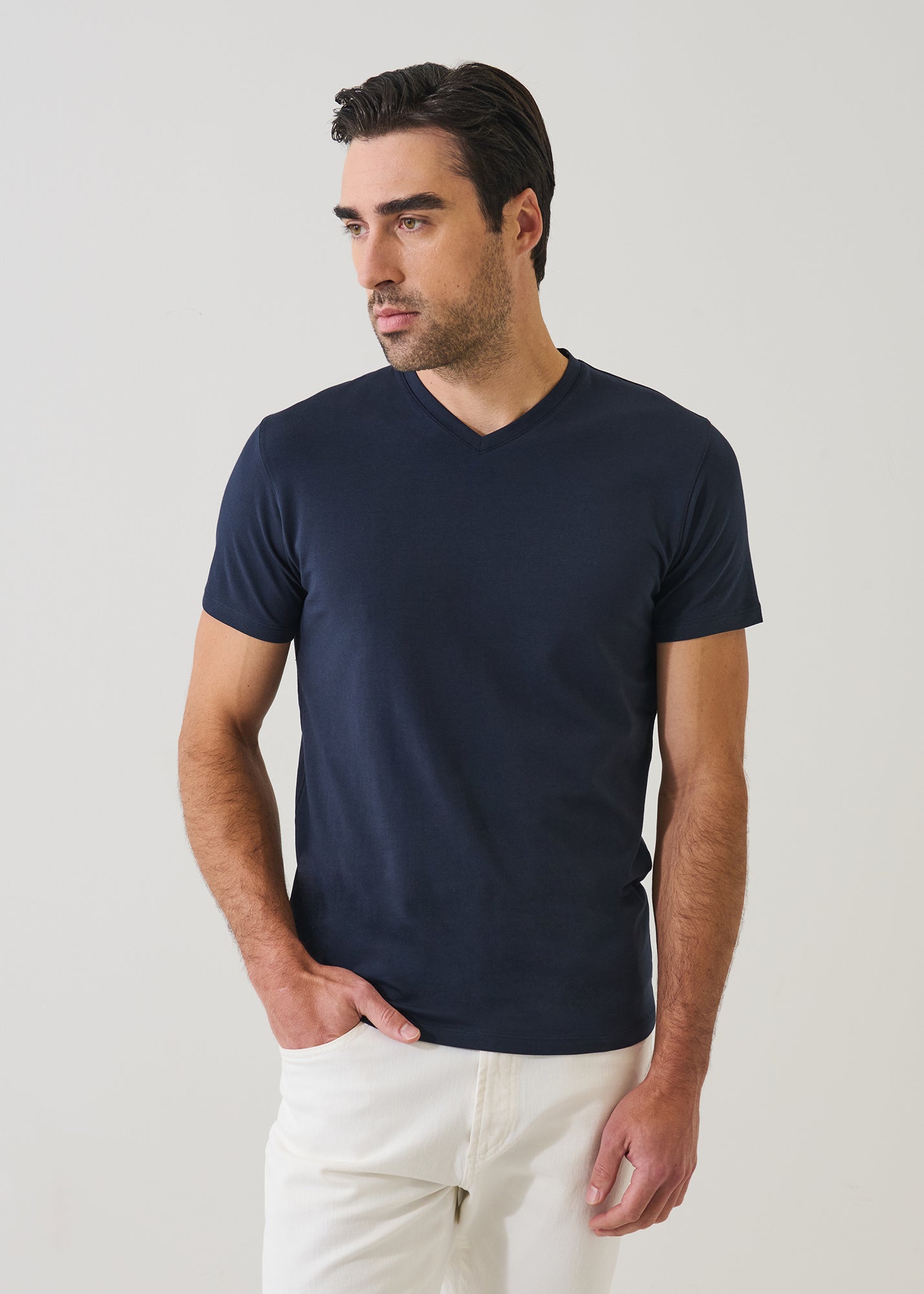 Pima Cotton Stretch V-Neck T-Shirt