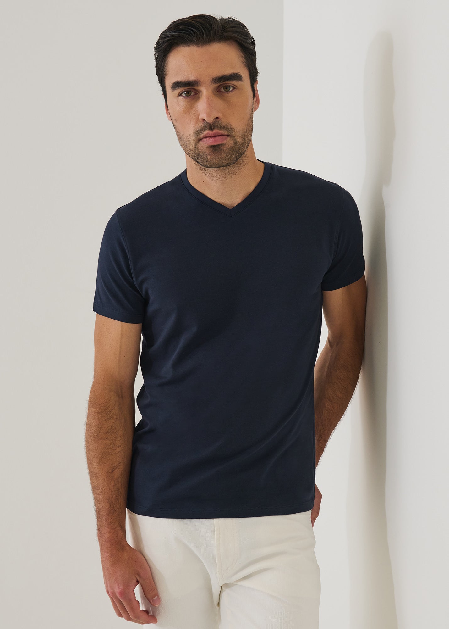 Pima Cotton Stretch V-Neck T-Shirt