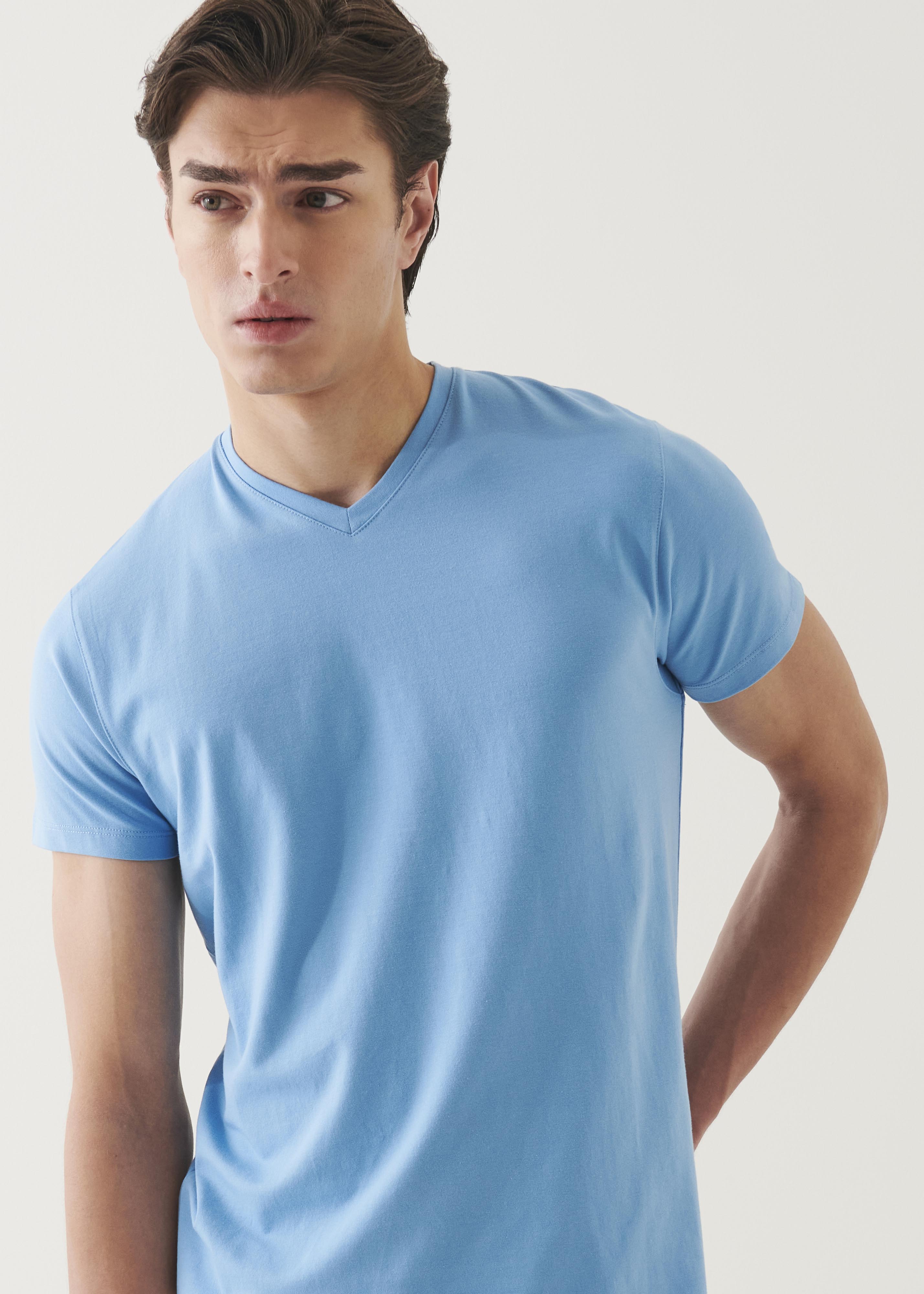 Pima Cotton Stretch V-Neck T-Shirt