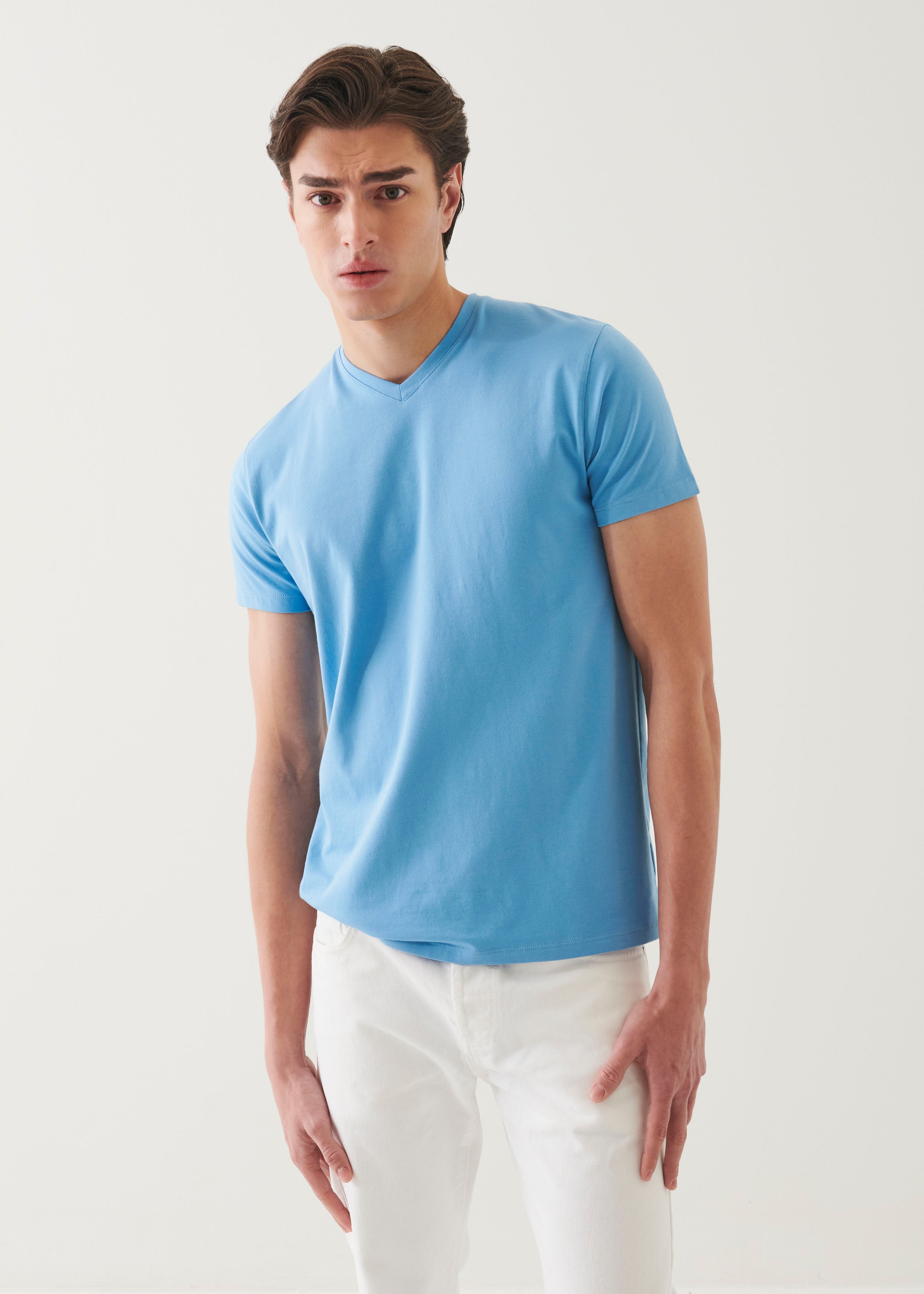 Pima Cotton Stretch V-Neck T-Shirt