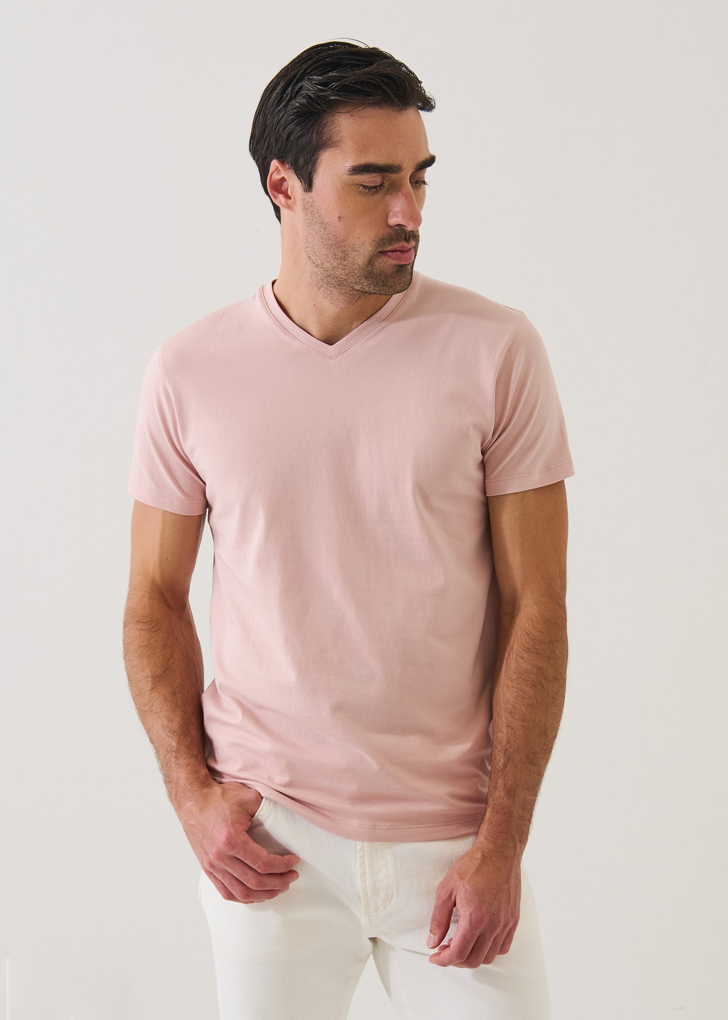 Pima Cotton Stretch V-Neck T-Shirt