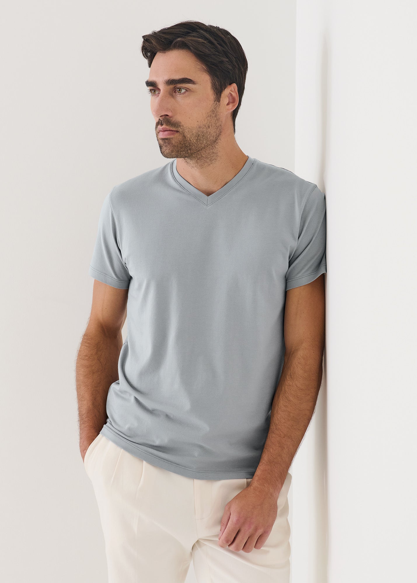 Pima Cotton Stretch V-Neck T-Shirt