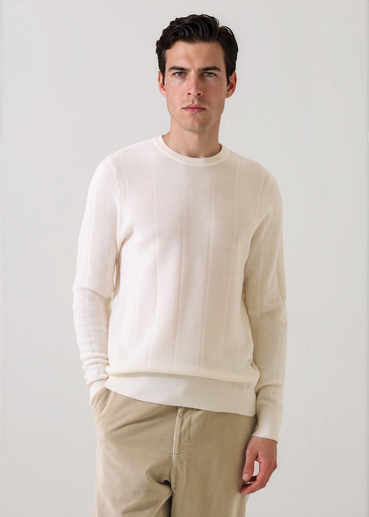 Merino Wool Birdseye Crew Neck - PATRICK ASSARAF