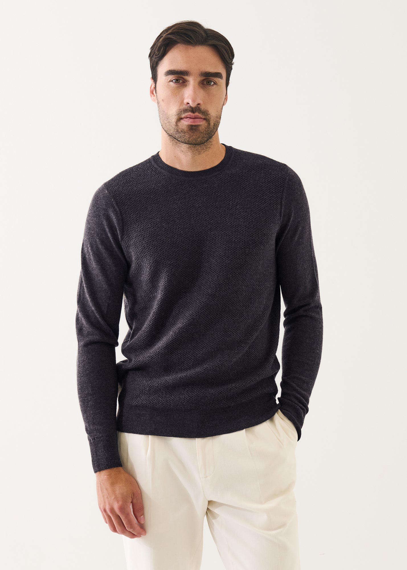 Merino Textured Crewneck