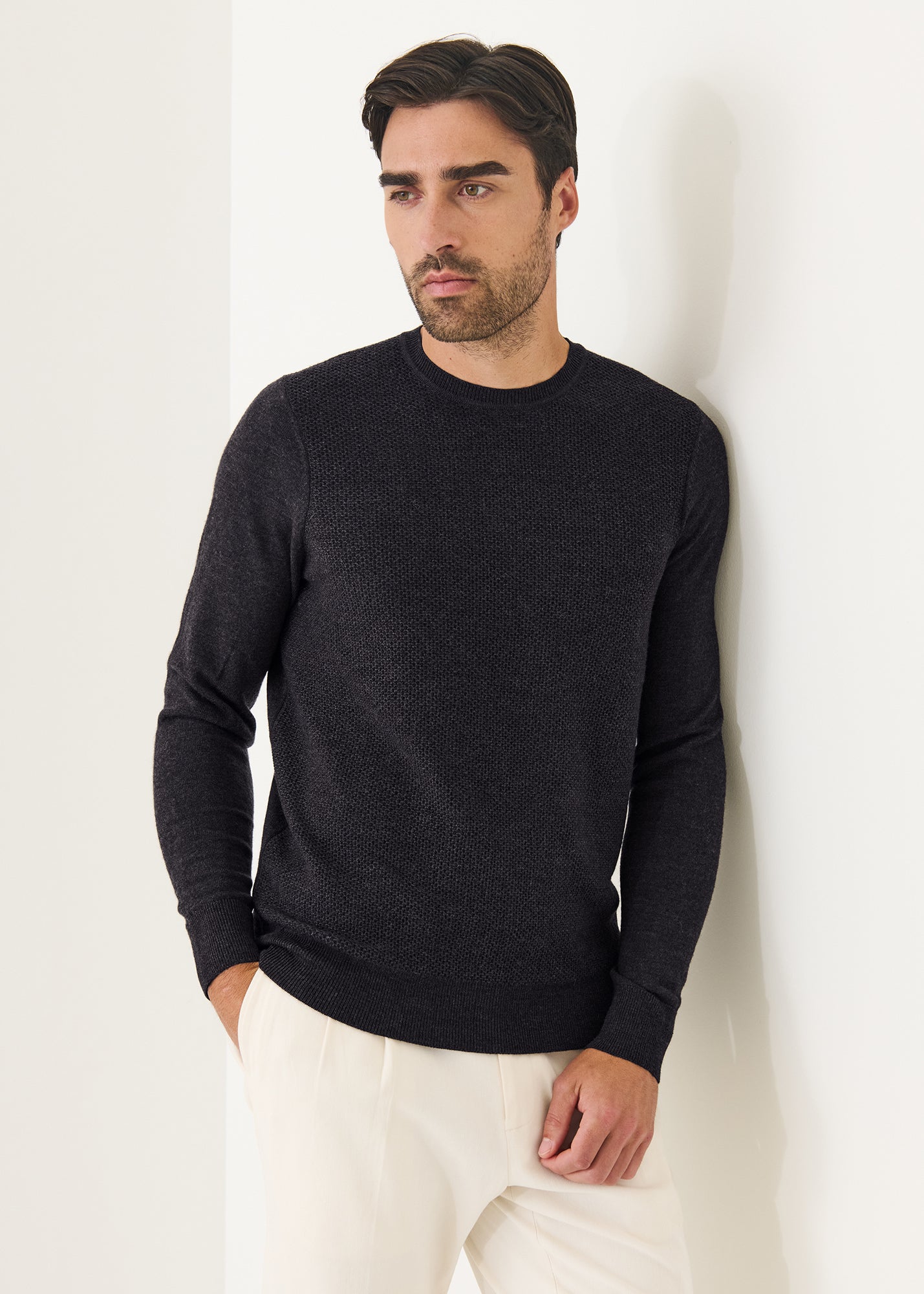 Merino Textured Crewneck