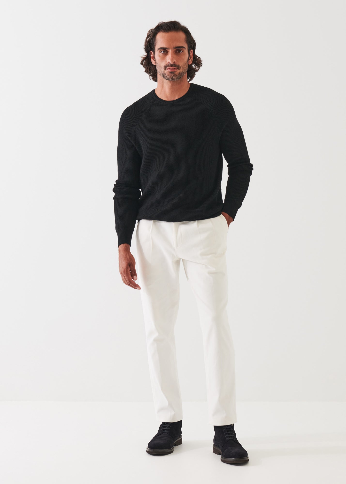 Merino Wool Ribbed Crewneck - PATRICK ASSARAF