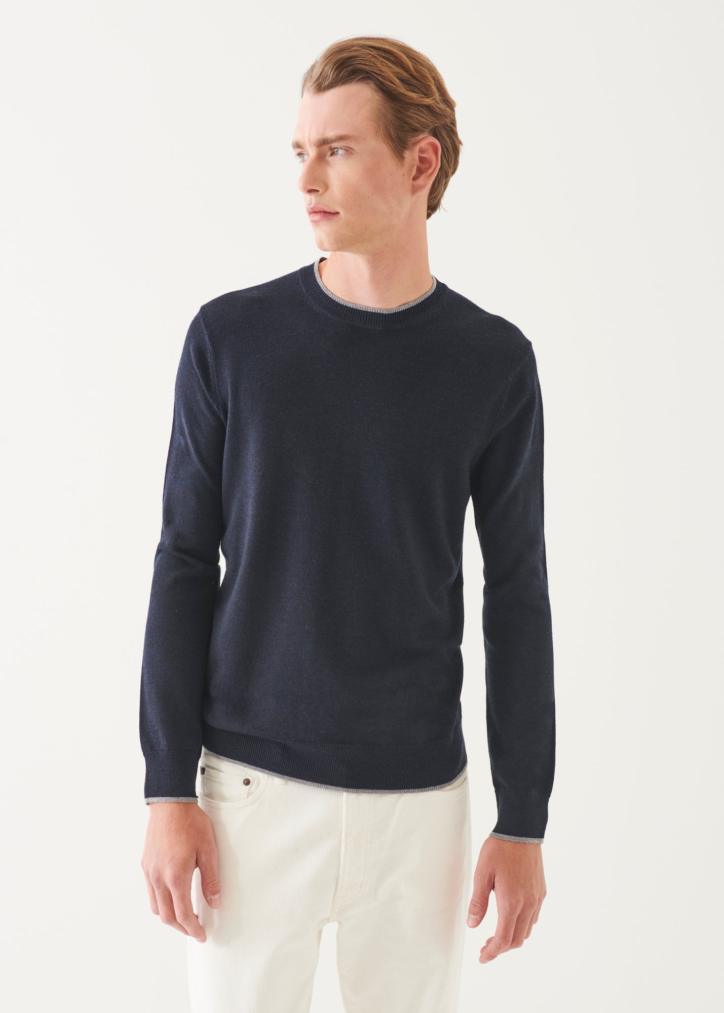 Merino Tipped Crewneck