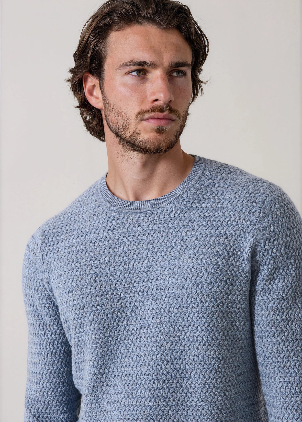 Extra-Fine Merino Wool Lattice Crew Neck - PATRICK ASSARAF