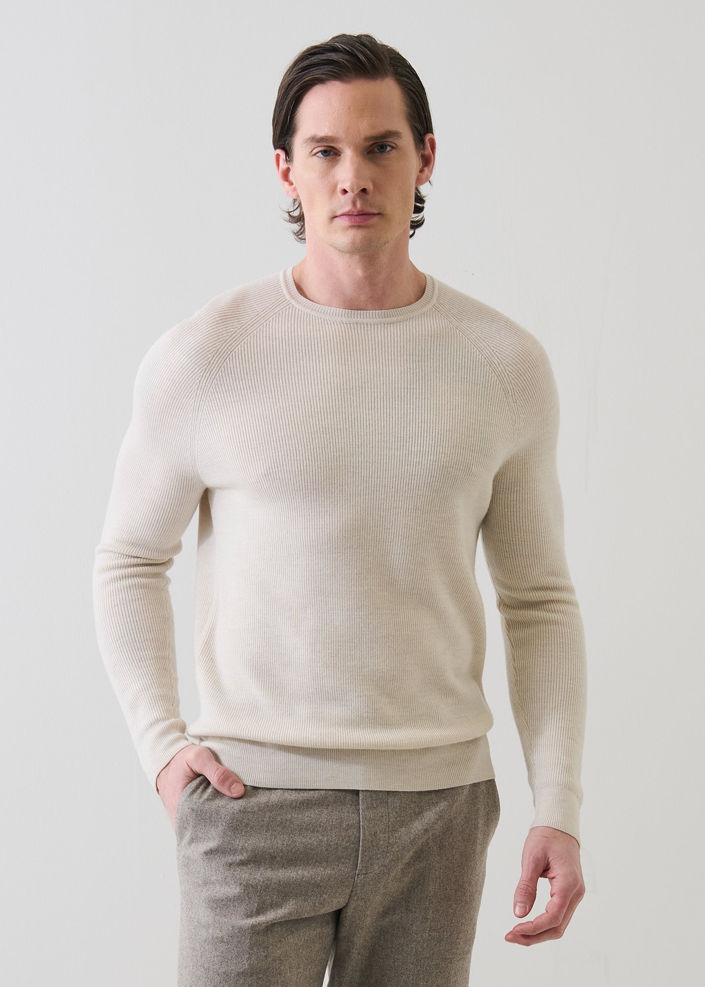 Merino Wool Ribbed Crewneck - PATRICK ASSARAF
