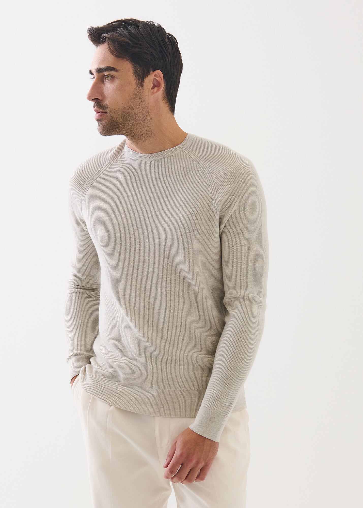 Merino Wool Ribbed Crewneck - PATRICK ASSARAF