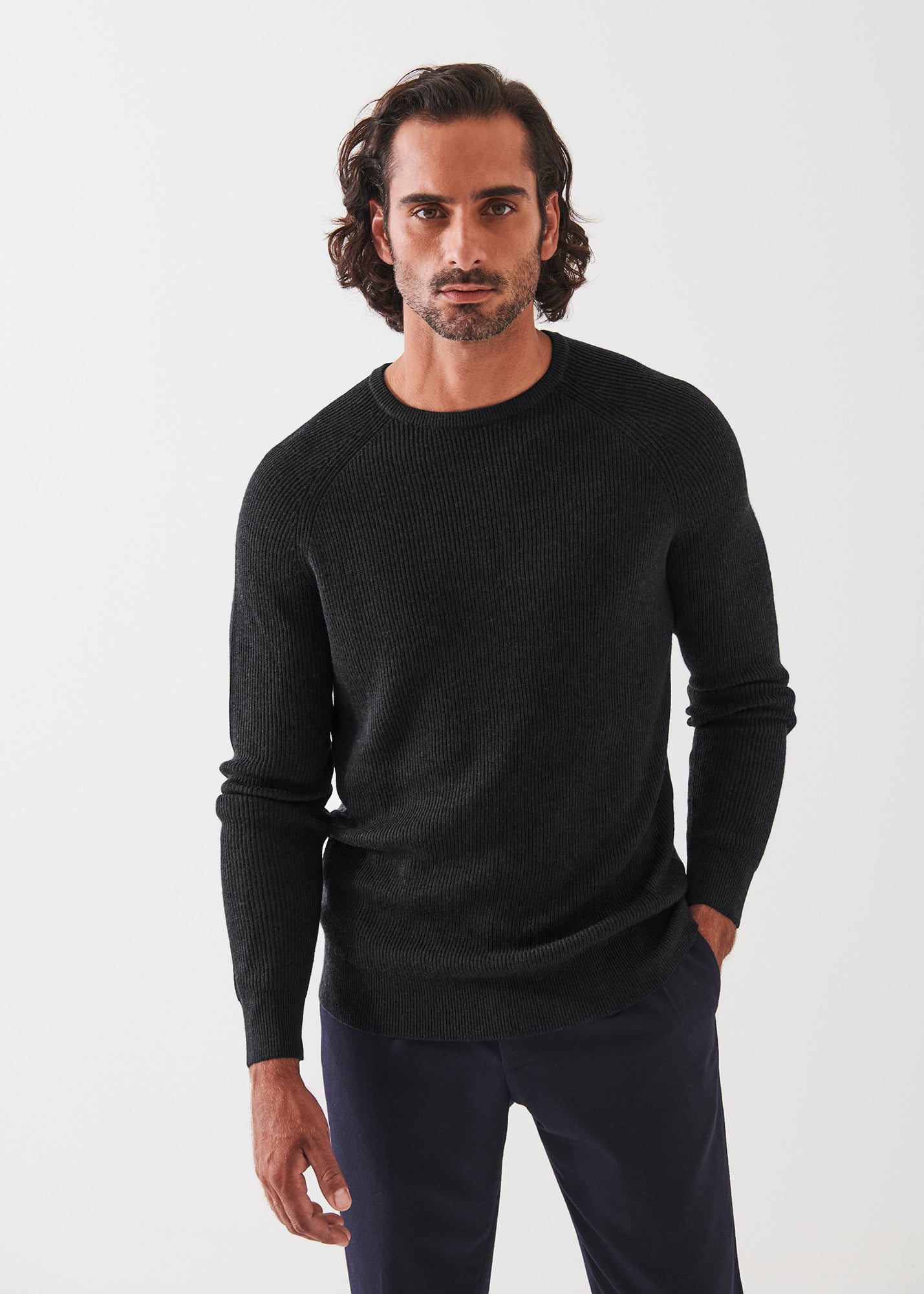 Merino Wool Ribbed Crewneck - PATRICK ASSARAF