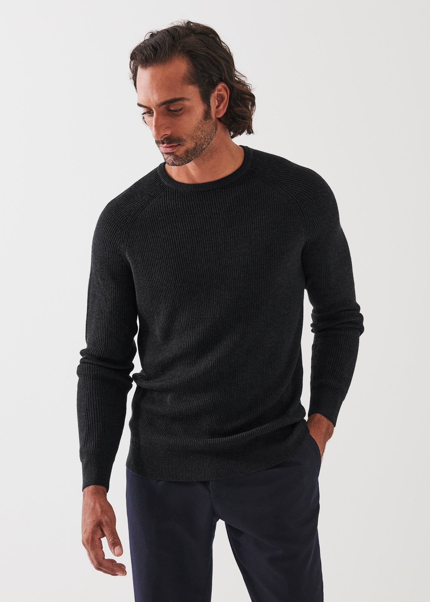 Merino Wool Ribbed Crewneck - PATRICK ASSARAF