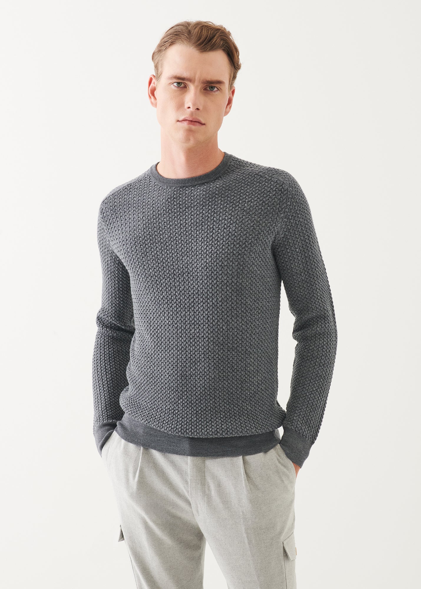 Merino Textured Crewneck - PATRICK ASSARAF