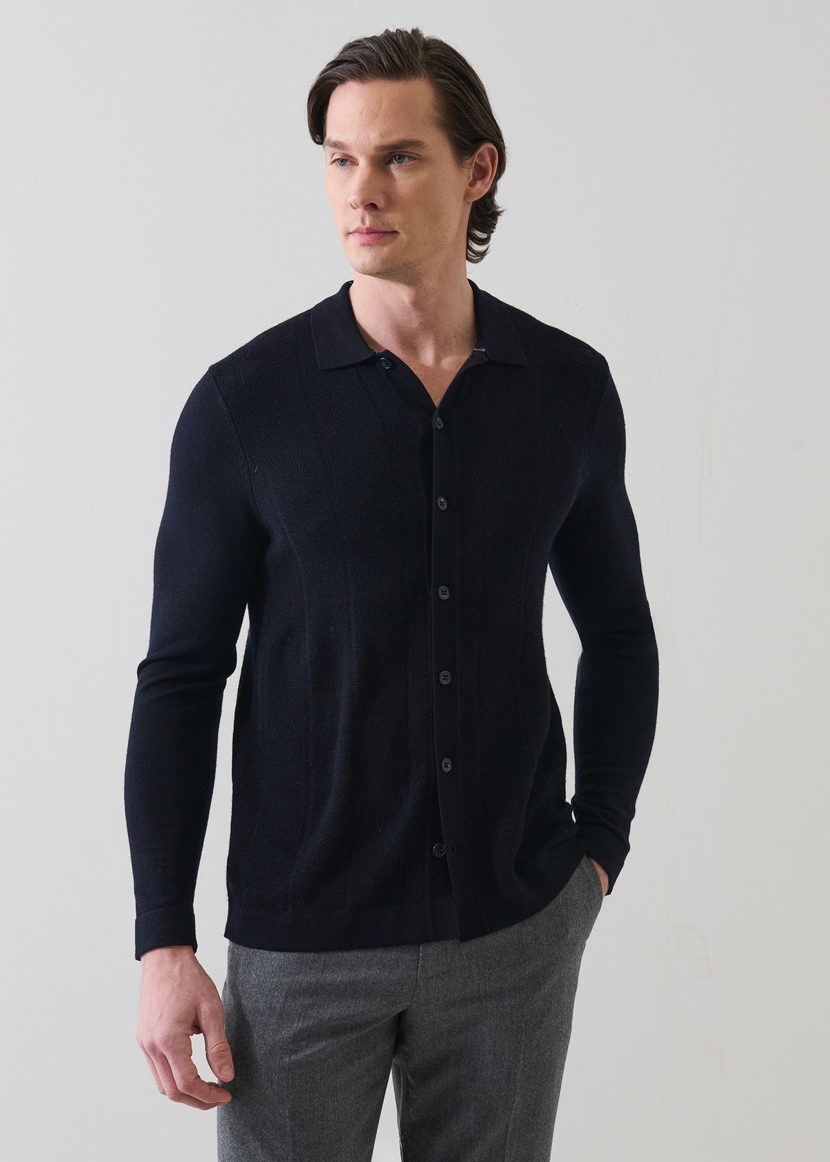 Extra-Fine Merino Wool Birdseye Knit Shirt - PATRICK ASSARAF