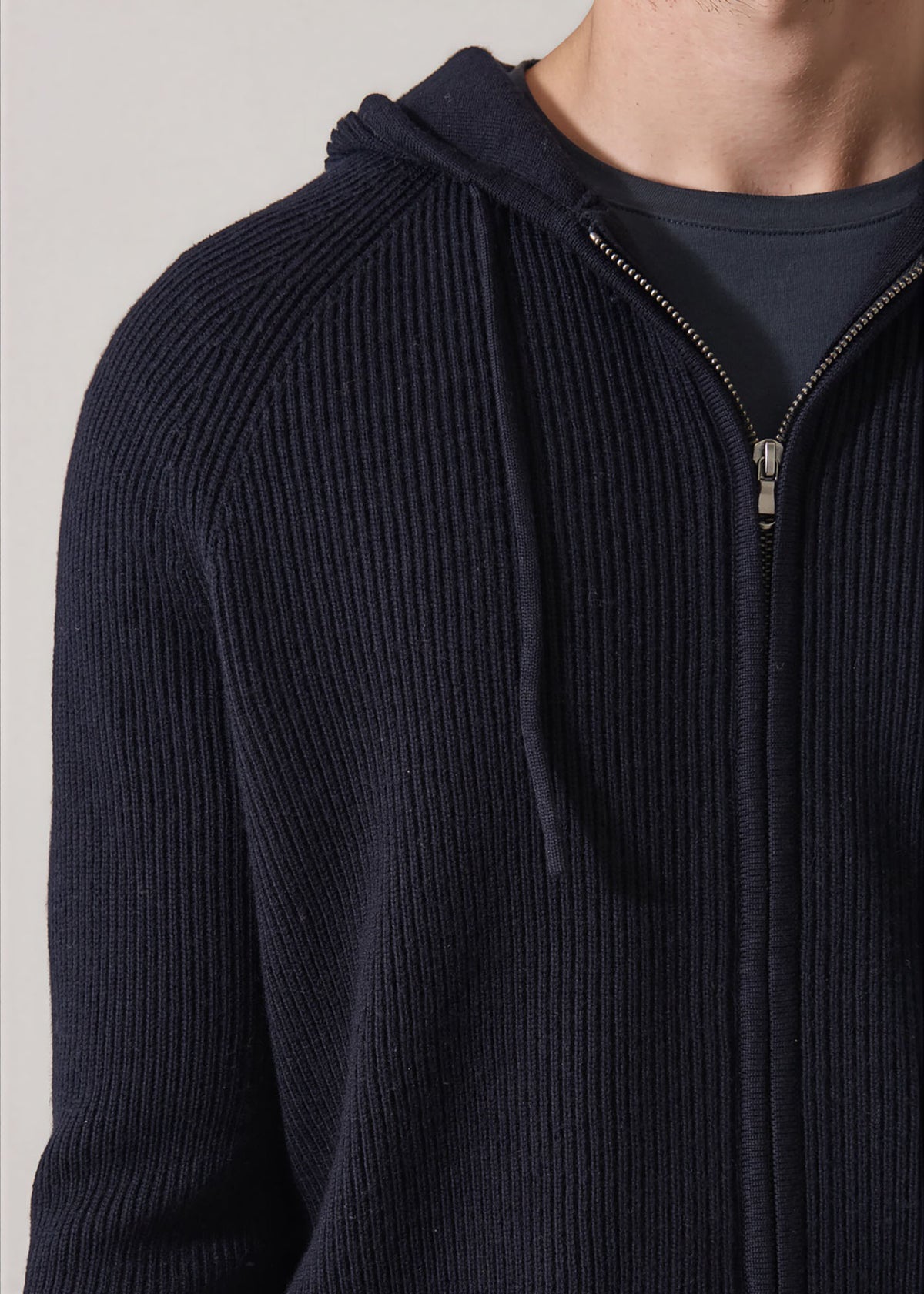 Extra-Fine Merino Wool Ribbed Full Zip Hoodie - PATRICK ASSARAF