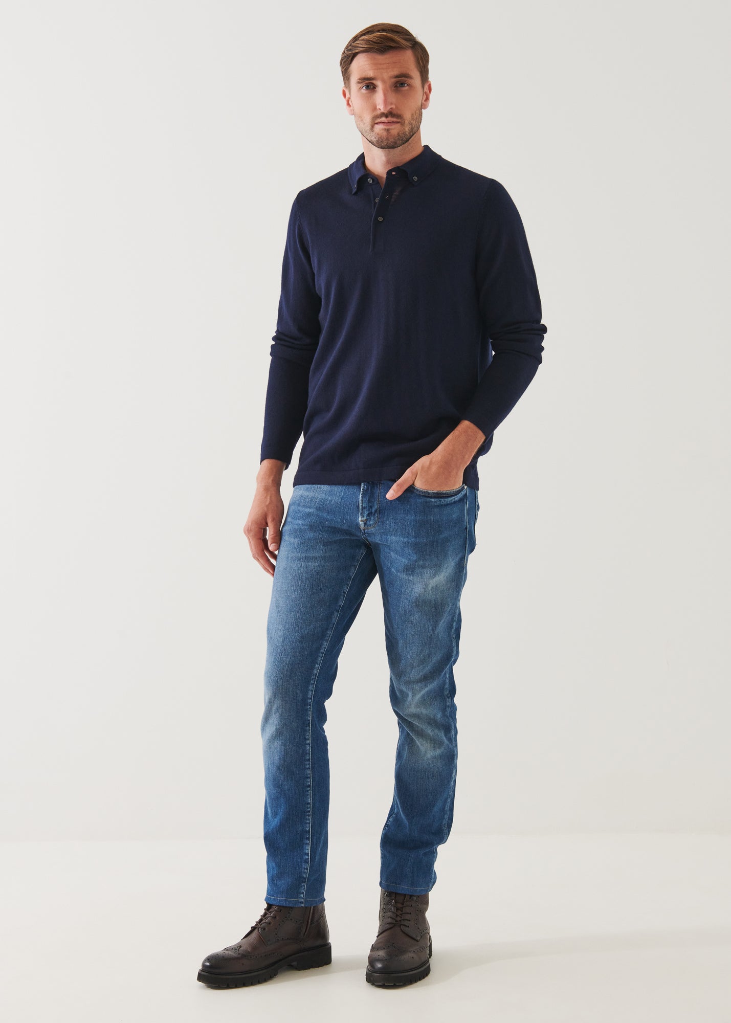 MERINO WOOL BUTTON DOWN POLO | PATRICK ASSARAF.