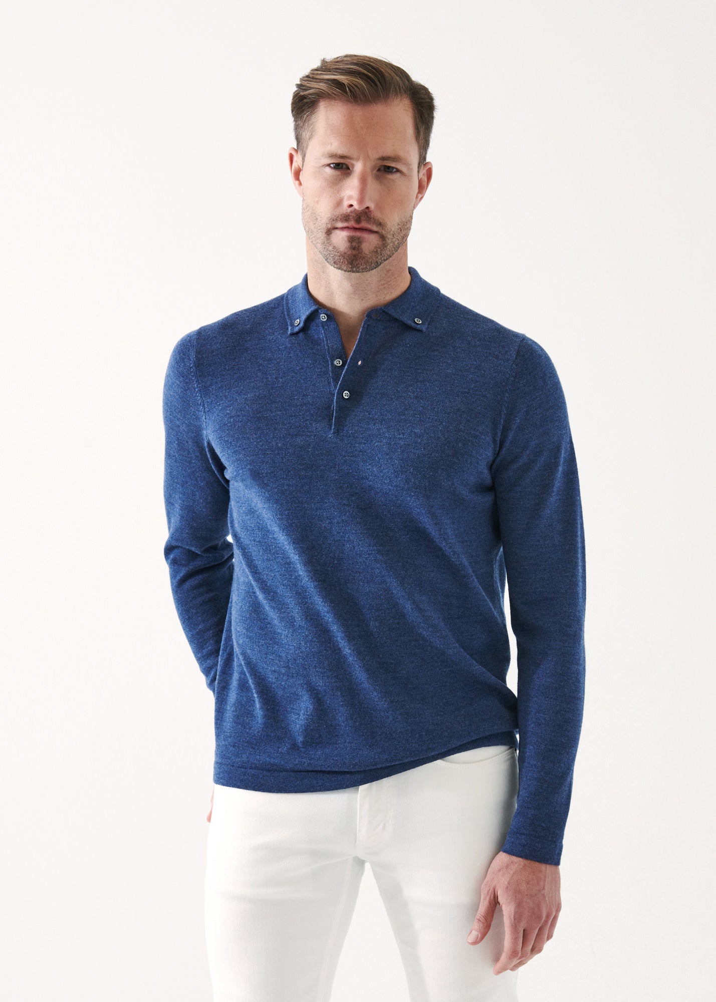 MERINO WOOL BUTTON DOWN POLO | PATRICK ASSARAF.