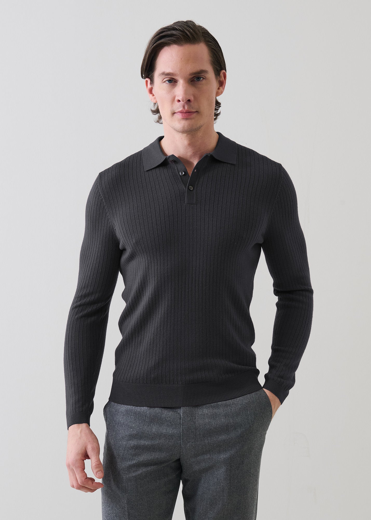 Drop Needle Merino Button Polo - PATRICK ASSARAF