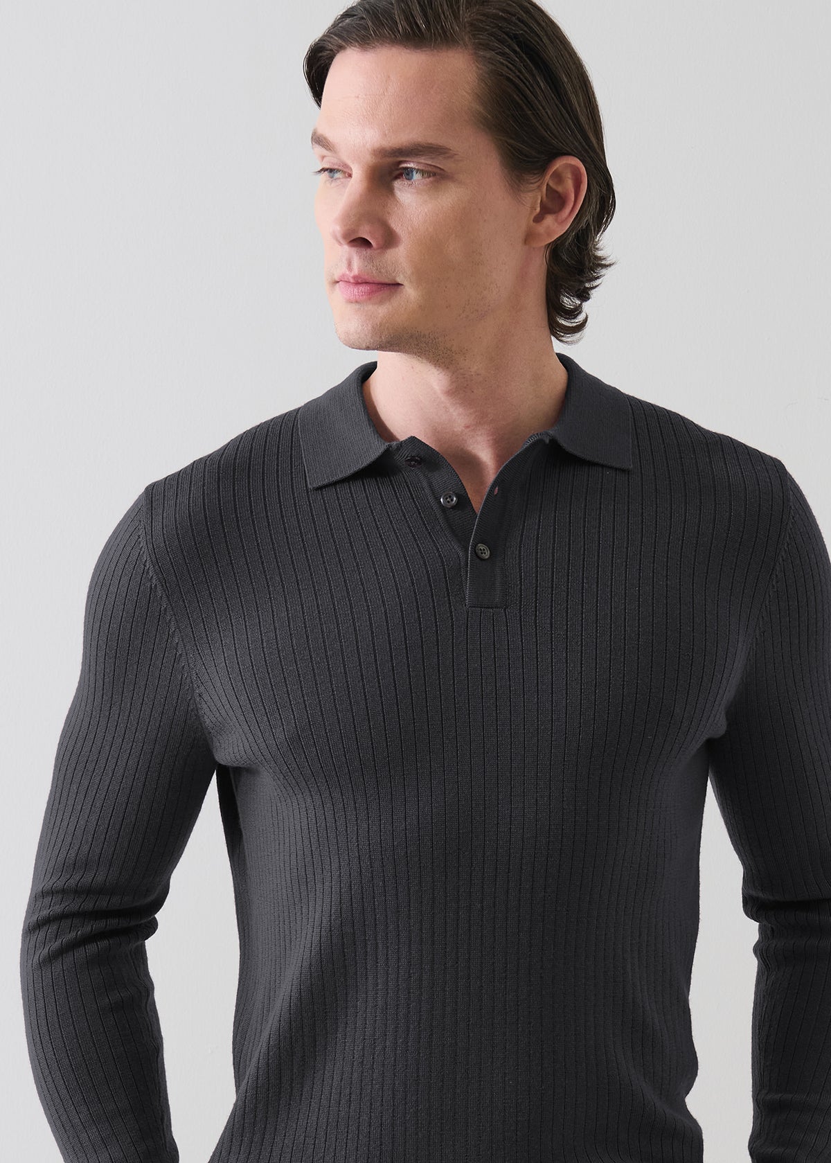 Drop Needle Merino Button Polo - PATRICK ASSARAF