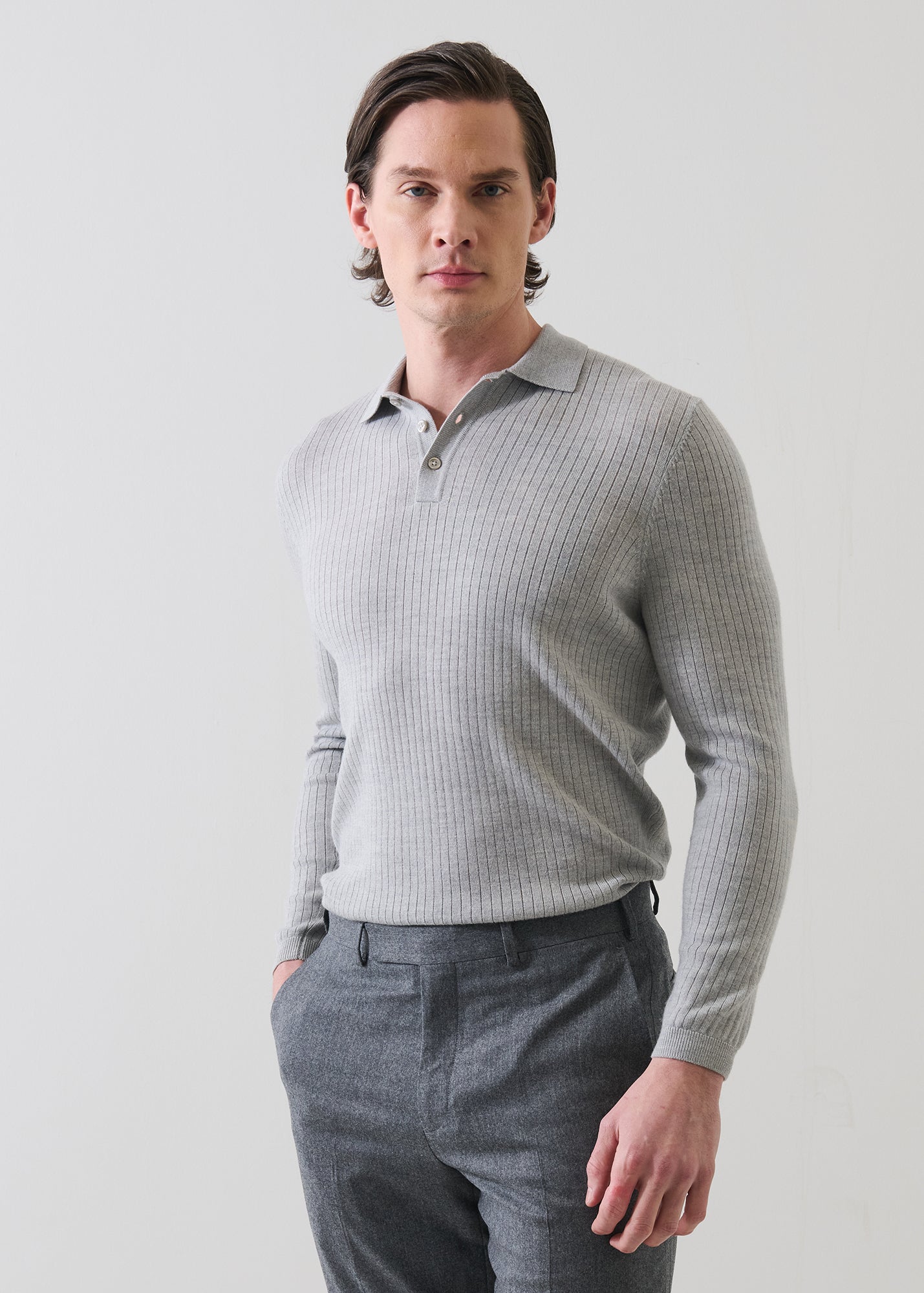 Drop Needle Merino Button Polo - PATRICK ASSARAF