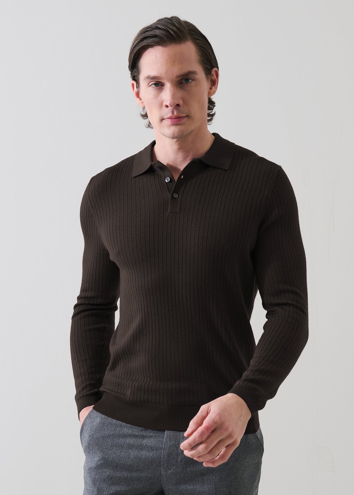 Drop Needle Merino Button Polo - PATRICK ASSARAF
