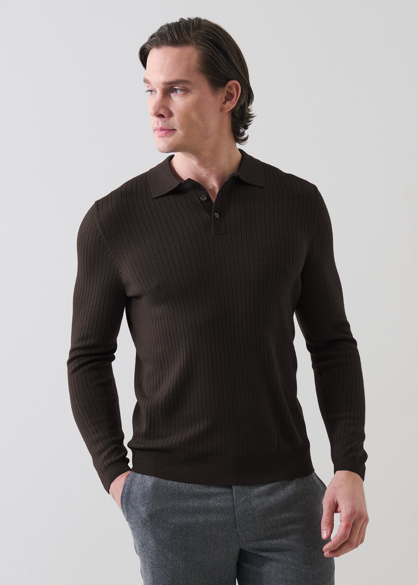 Drop Needle Merino Button Polo - PATRICK ASSARAF