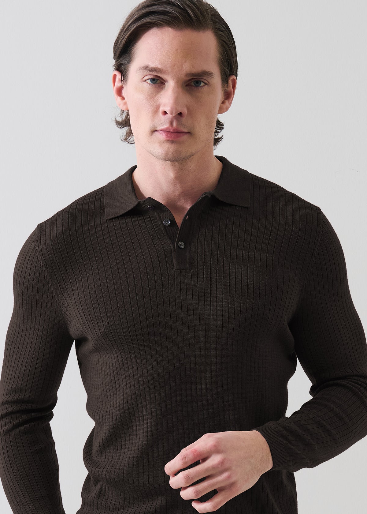 Drop Needle Merino Button Polo - PATRICK ASSARAF
