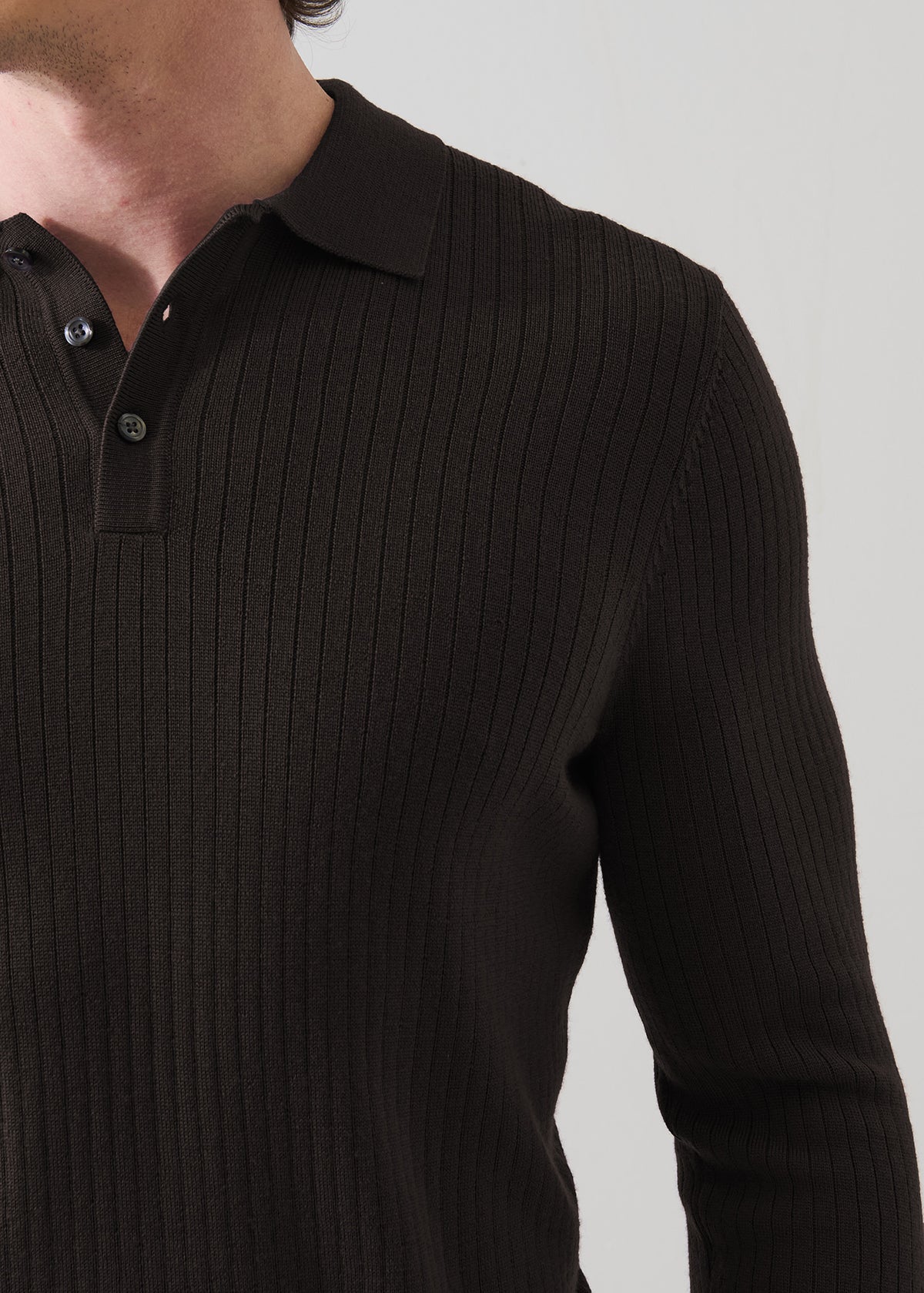 Drop Needle Merino Button Polo - PATRICK ASSARAF