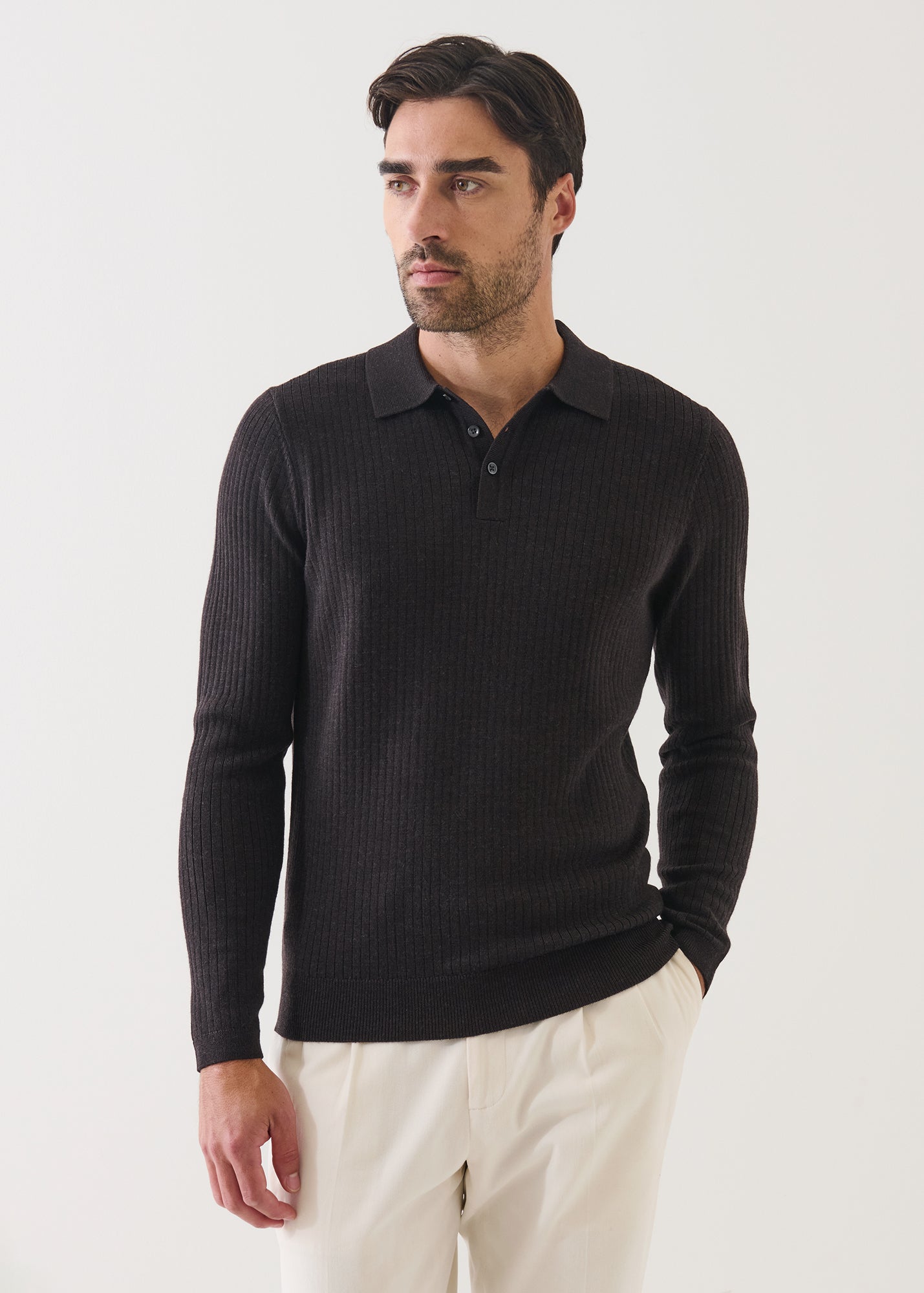 Merino Wide Ribbed Polo